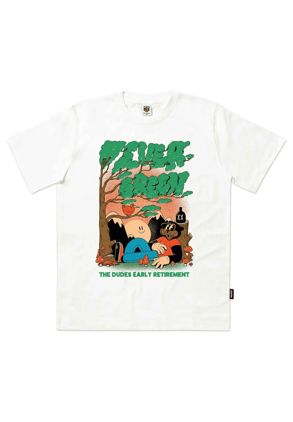 THE DUDES EVERGREEN T-SHIRT - WHITE