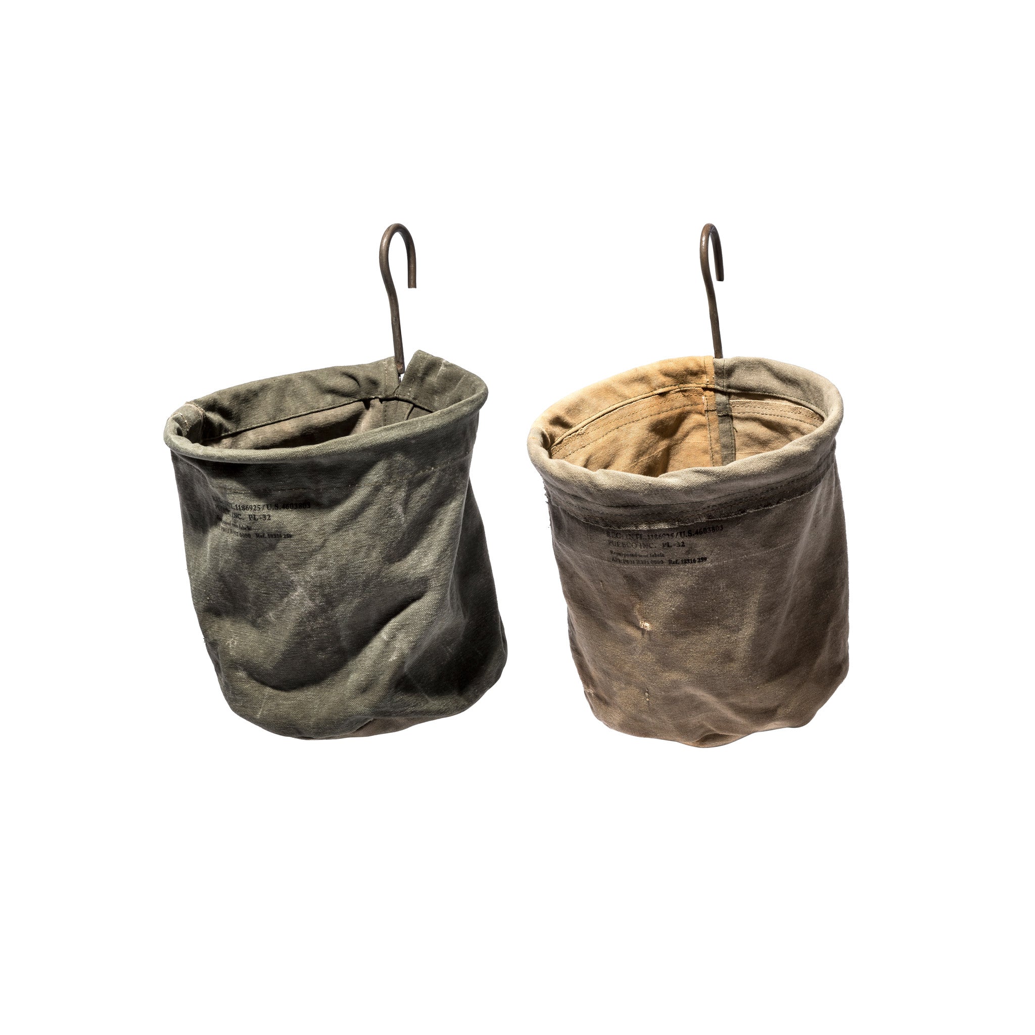 PUEBCO VINTAGE TENT FABRIC HOOK BASKET / Small