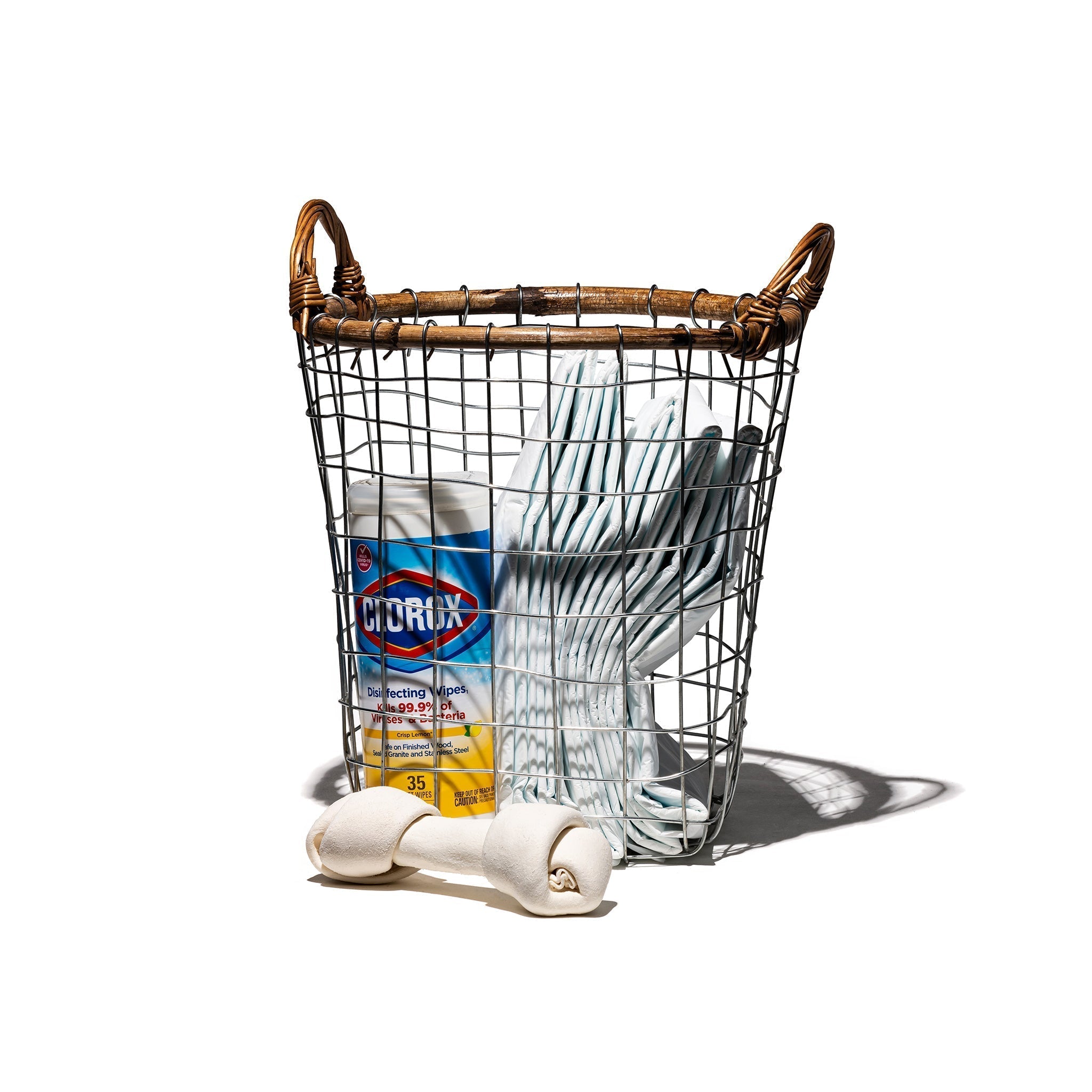 PUEBCO RATTAN TOP WIRE BASKET / Medium