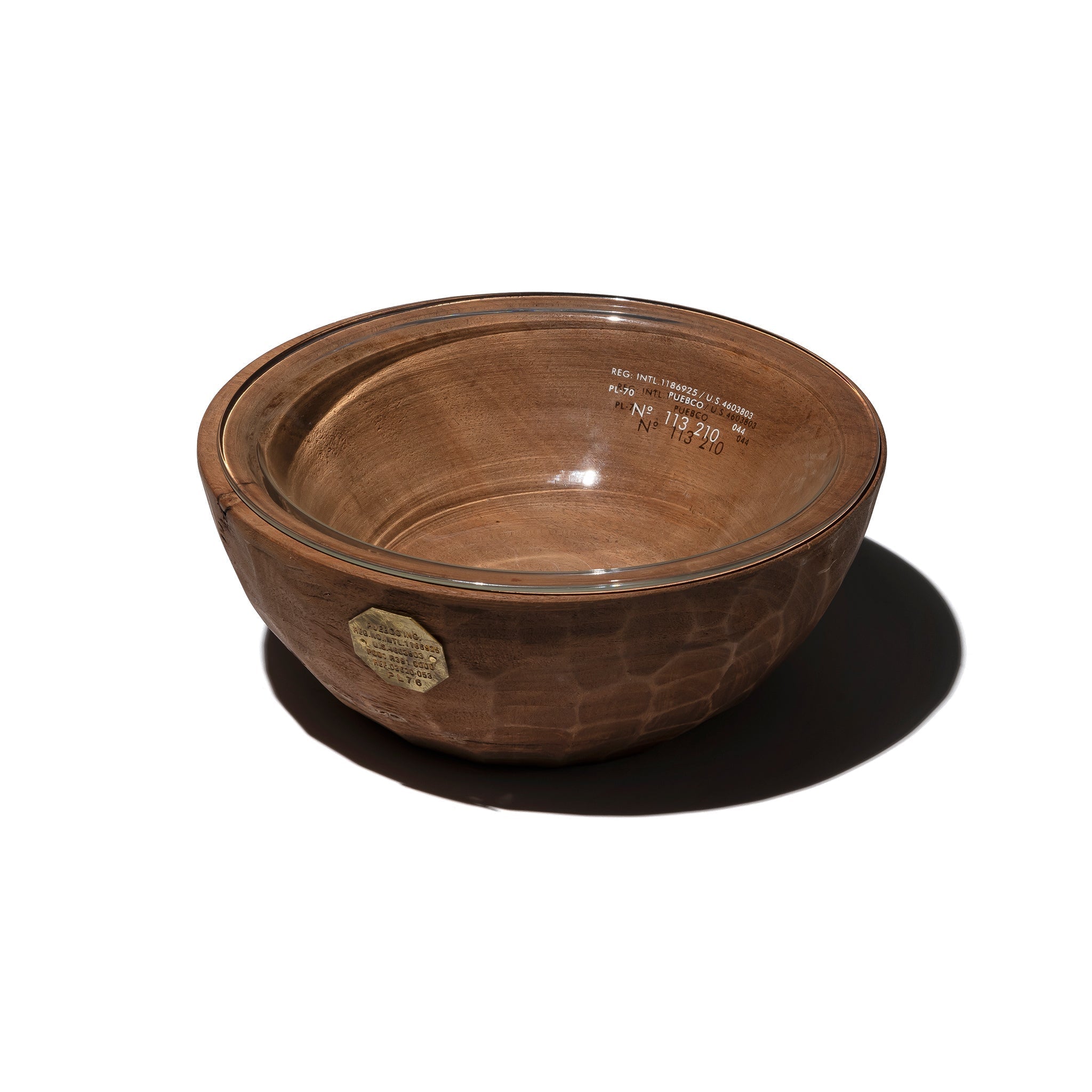 PUEBCO VINTAGE WOODEN BOWL WITH GLASS