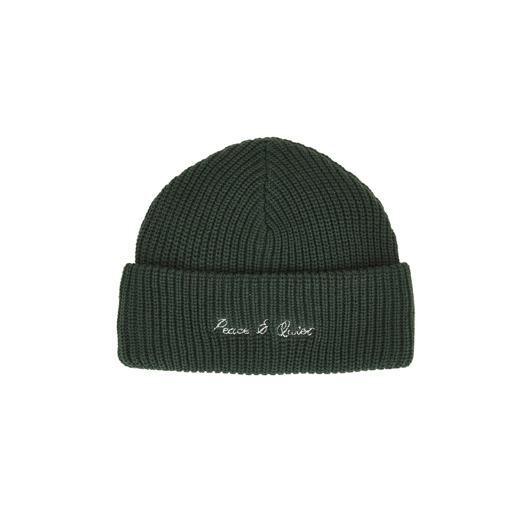MUSEUM OF PEACE & QUIET SIGNATURE RIB KNIT BEANIE - FOREST