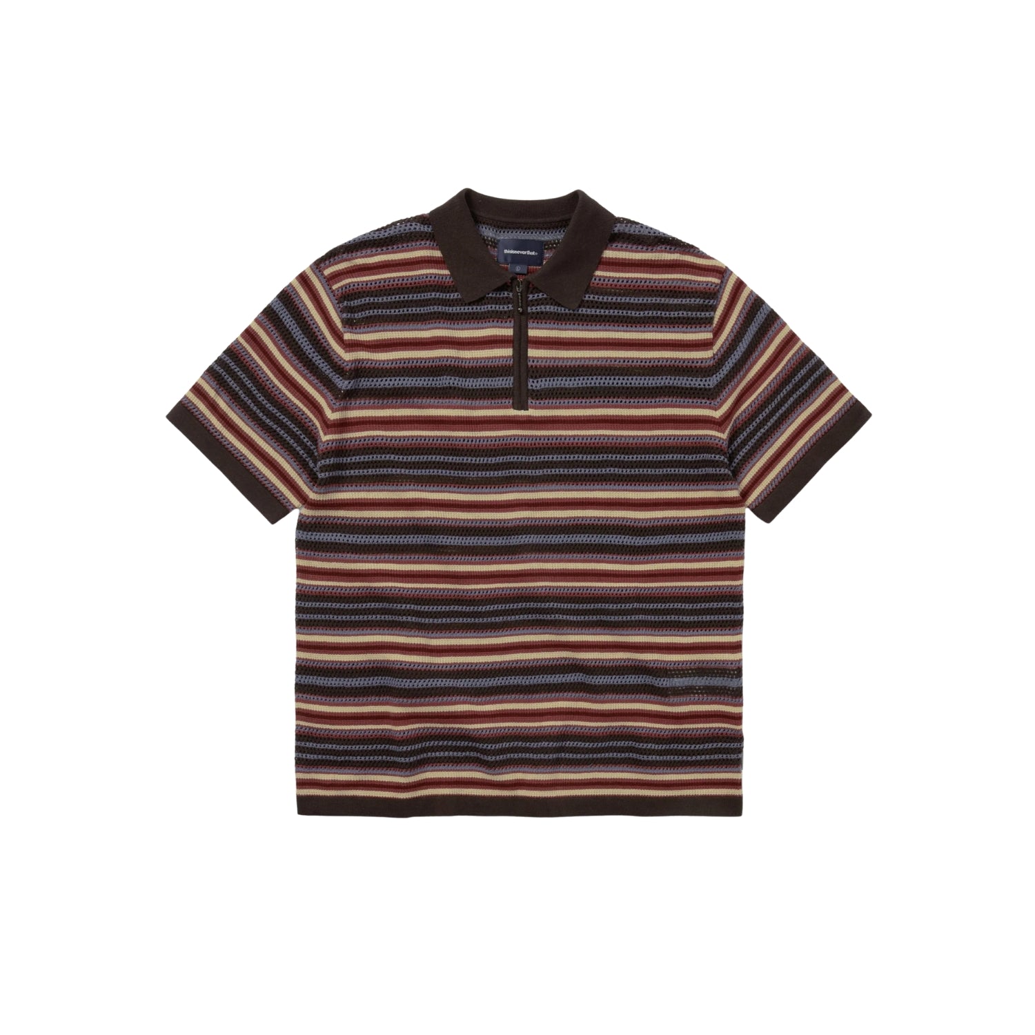 THISISNEVERTHAT STRIPED S/S KNIT POLO - RED