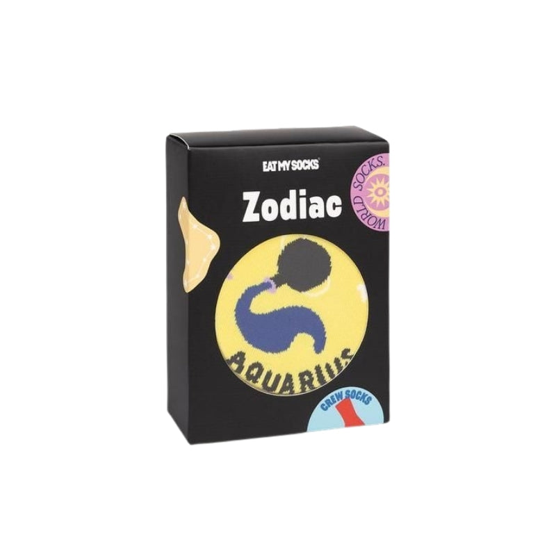 EAT MY SOCKS ZODIAC AQUARIUS - YELLOW