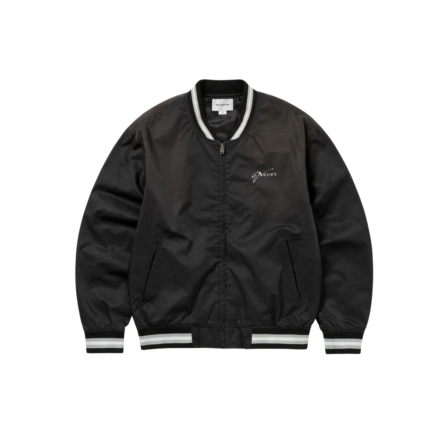 THISISNEVERTHAT FADED STADIUM JACKET - BLACK