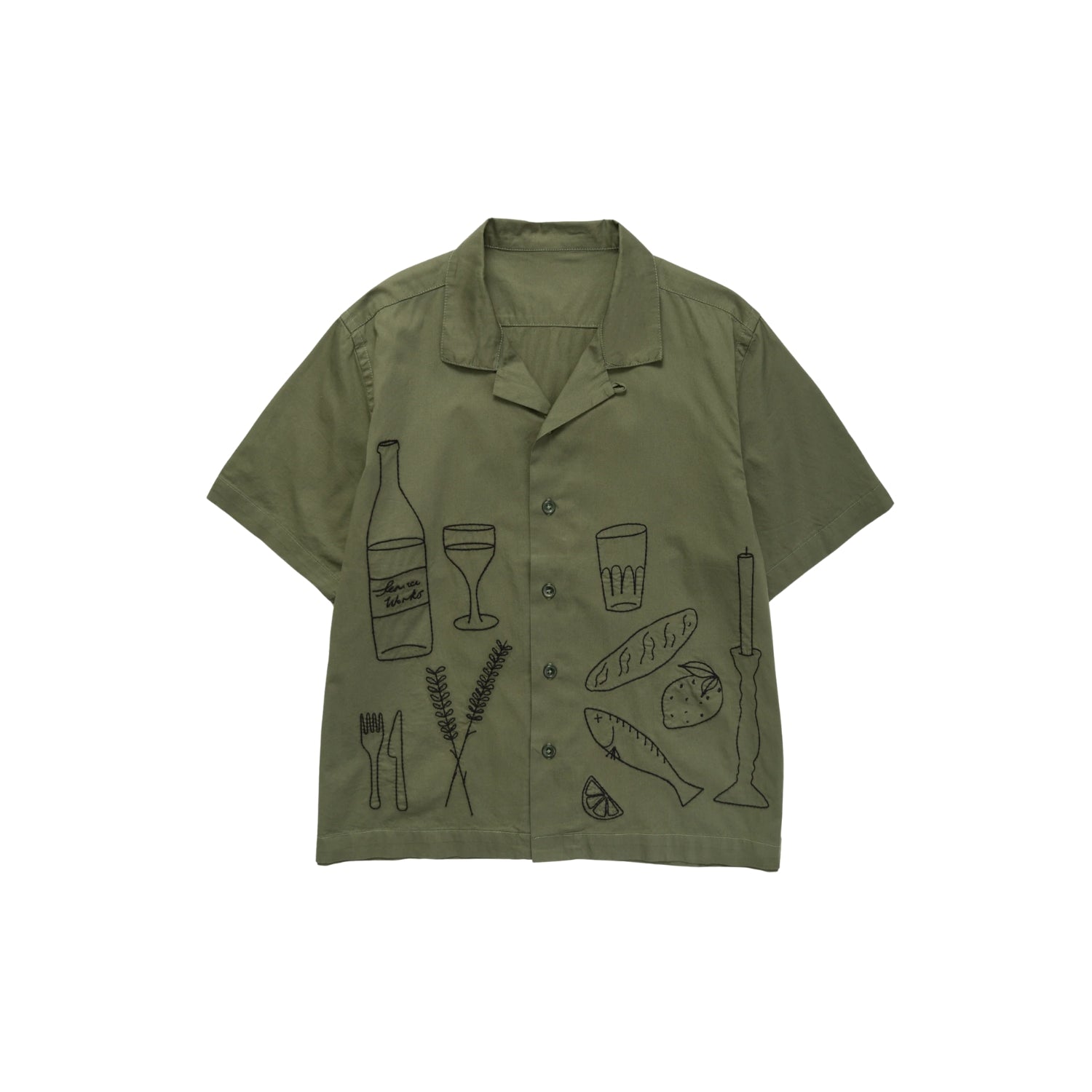 SERVICE WORKS LIGHT TWILL PICNIC SHIRT - OLIVE