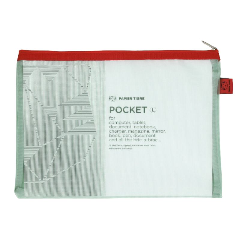 PAPIER TIGRE POCHETTE MESH L - VERT D'EAU