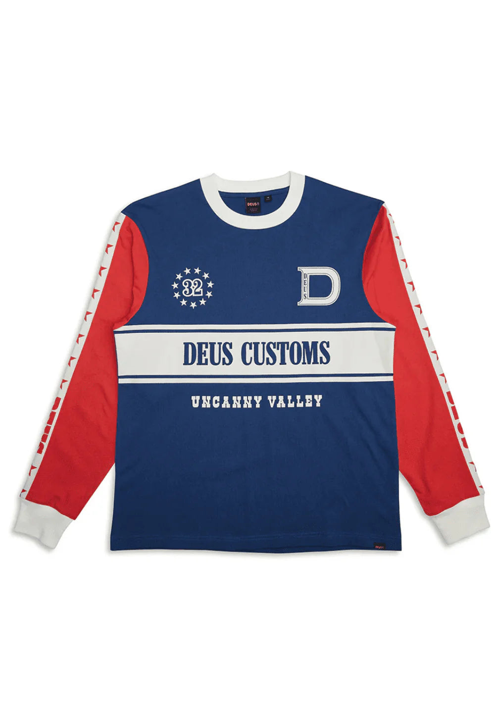 DEUS EX MACHINA ROUND UP LS T-SHIRT - RED-BLUE