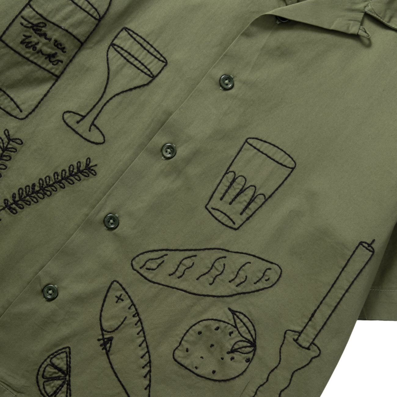 SERVICE WORKS LIGHT TWILL PICNIC SHIRT - OLIVE