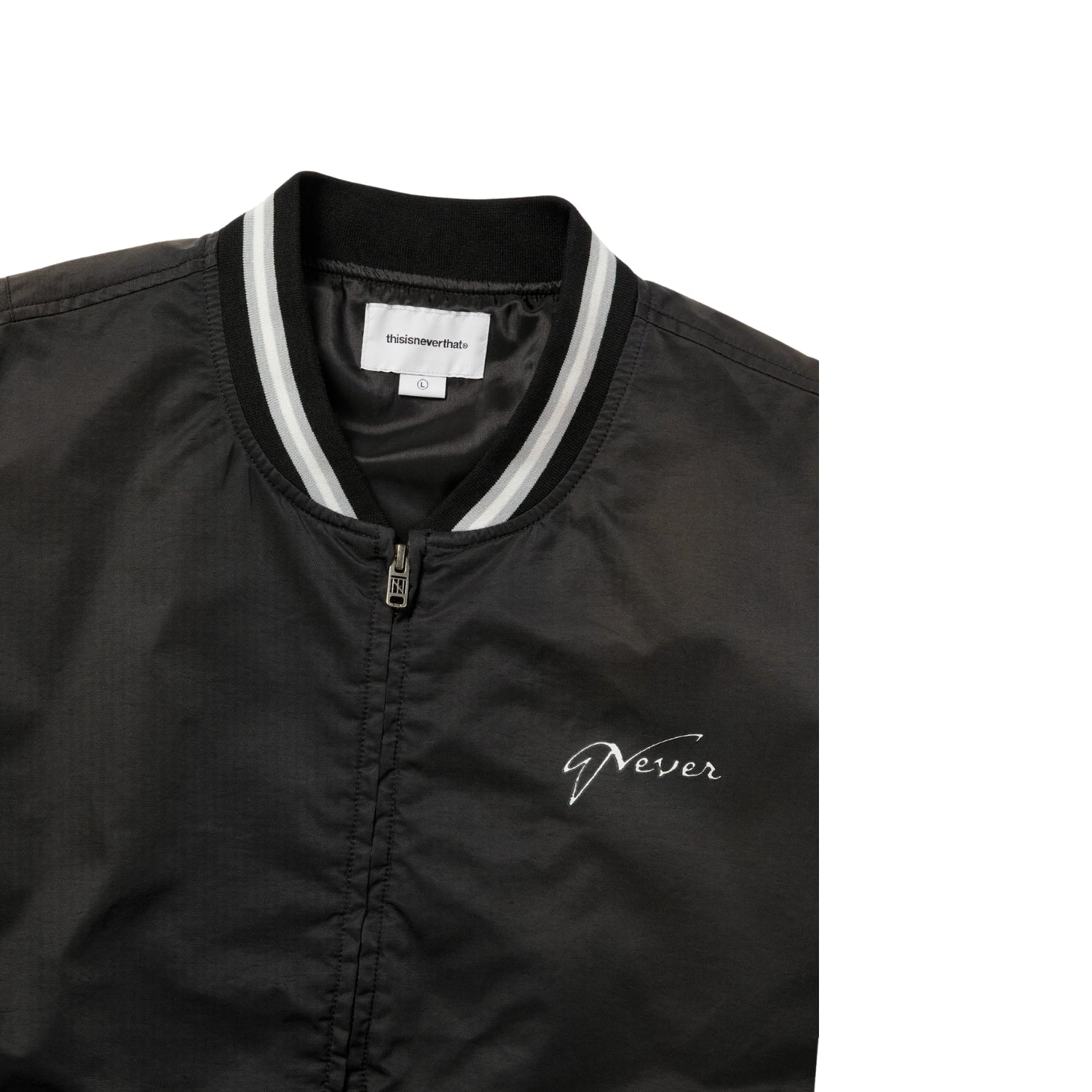 THISISNEVERTHAT FADED STADIUM JACKET - BLACK