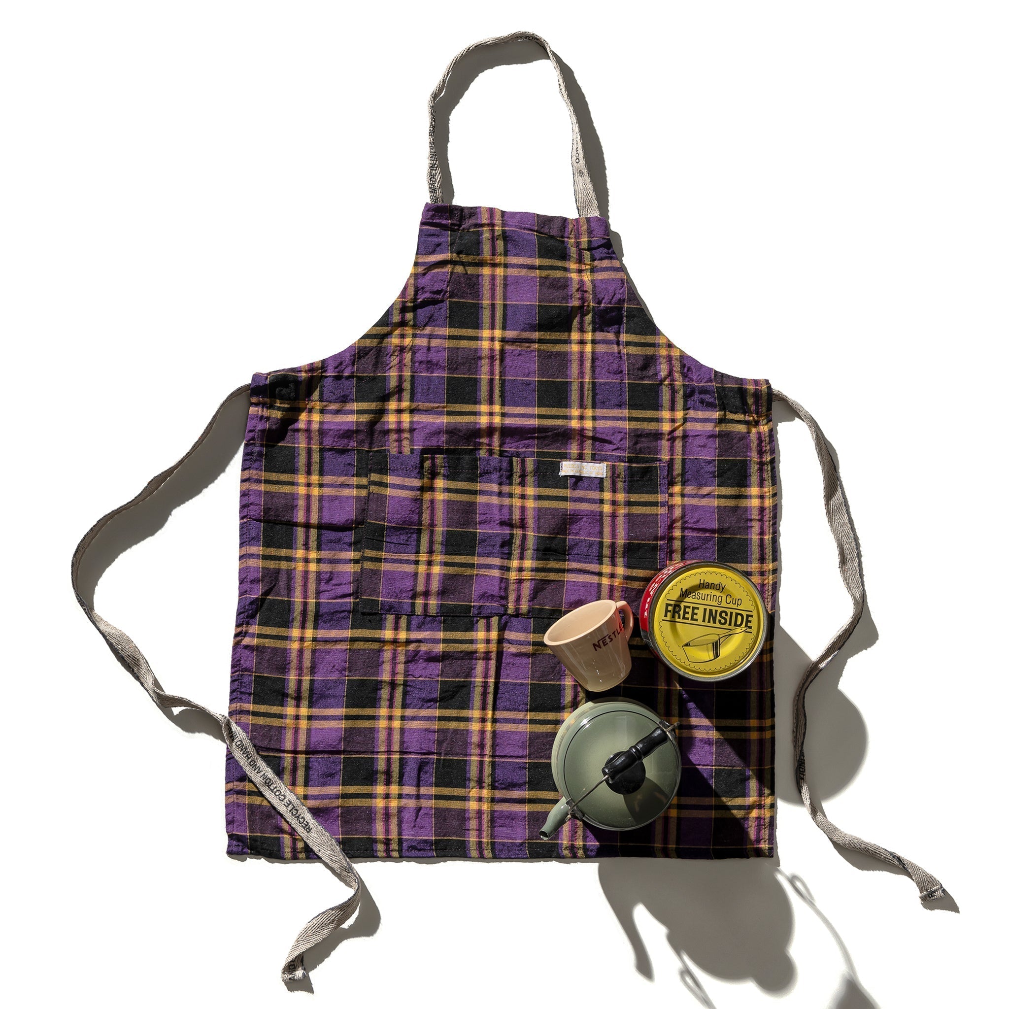 PUEBCO RECYCLE COTTON CHECK APRON / Purple Mix