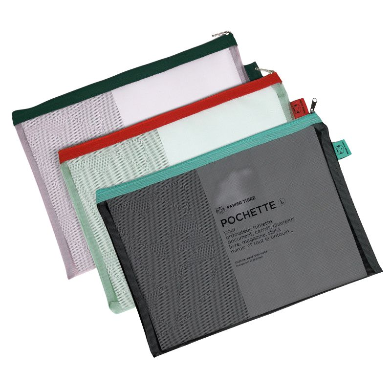 PAPIER TIGRE POCHETTE MESH L - VERT D'EAU
