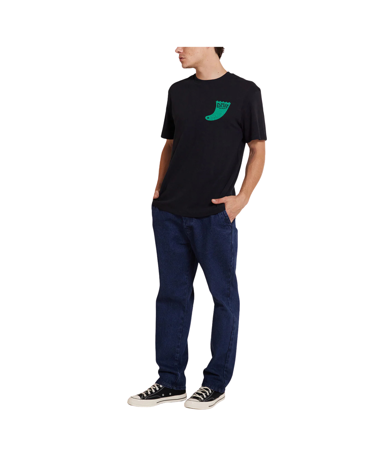 DEUS EX MACHINA SINGLE FIN TEE - BLACK