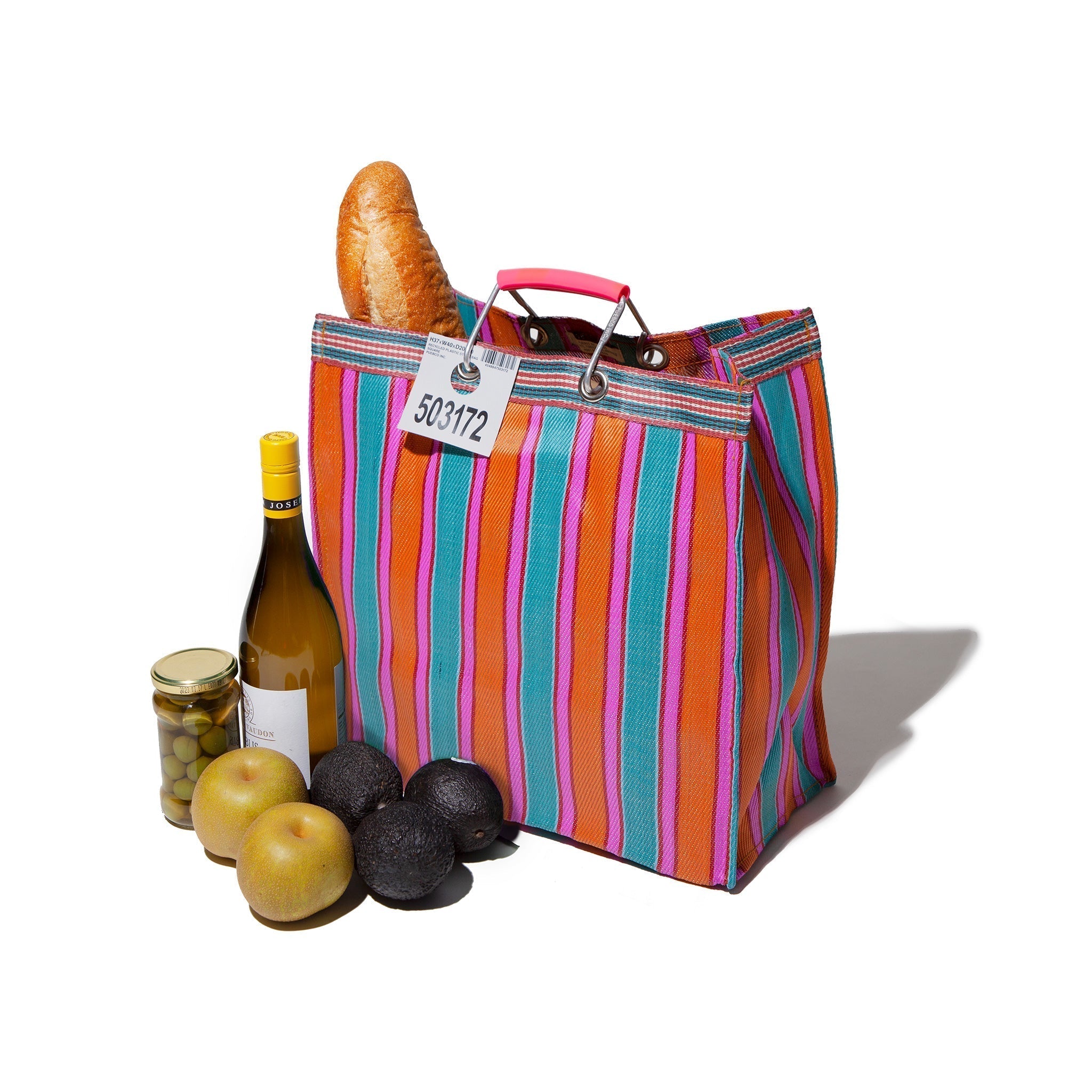 PUEBCO RECYCLED PLASTIC STRIPE BAG / Square