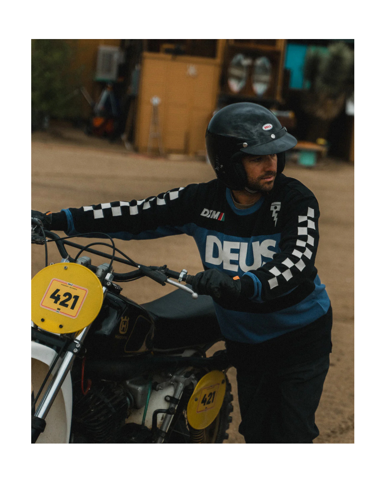 DEUS EX MACHINA VILANDER MOTO JERSEY - MECHANIC BLUE COMBO