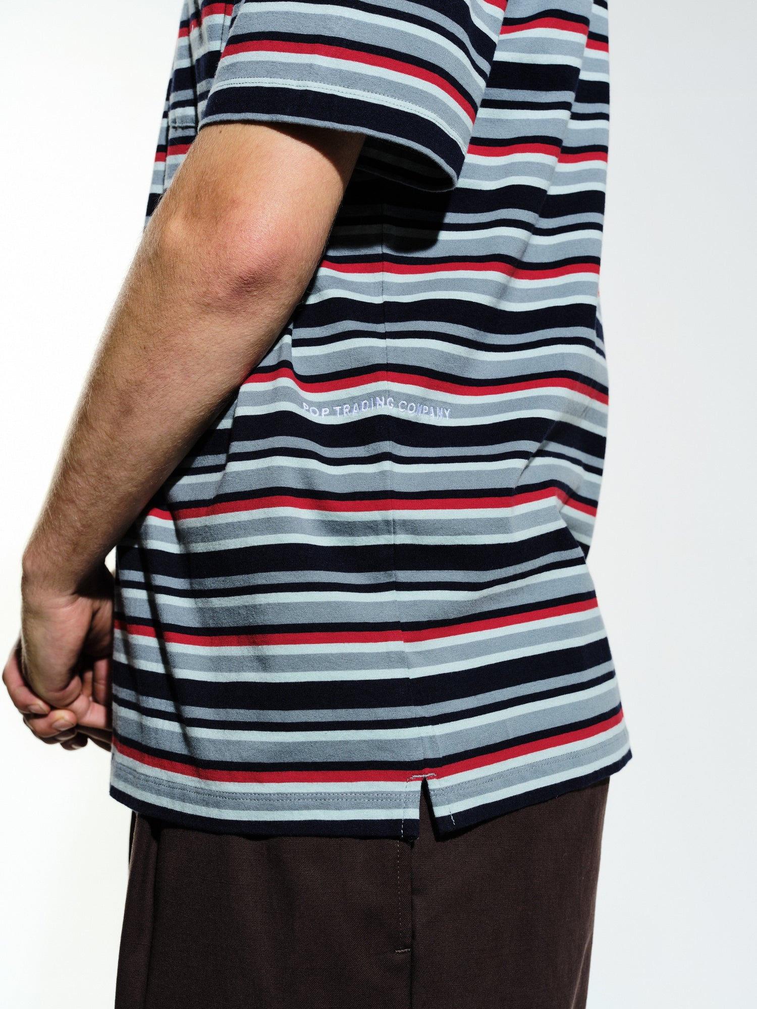 POP TRADING COMPANY STRIPED POCKET T-SHIRT - MULTICOLOUR