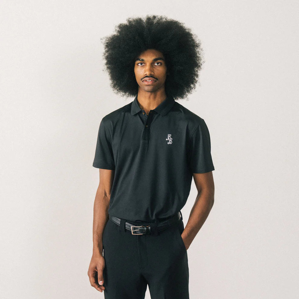 BOGEY BOYS ESSENTIALS ATHLETIC POLO - BLACK