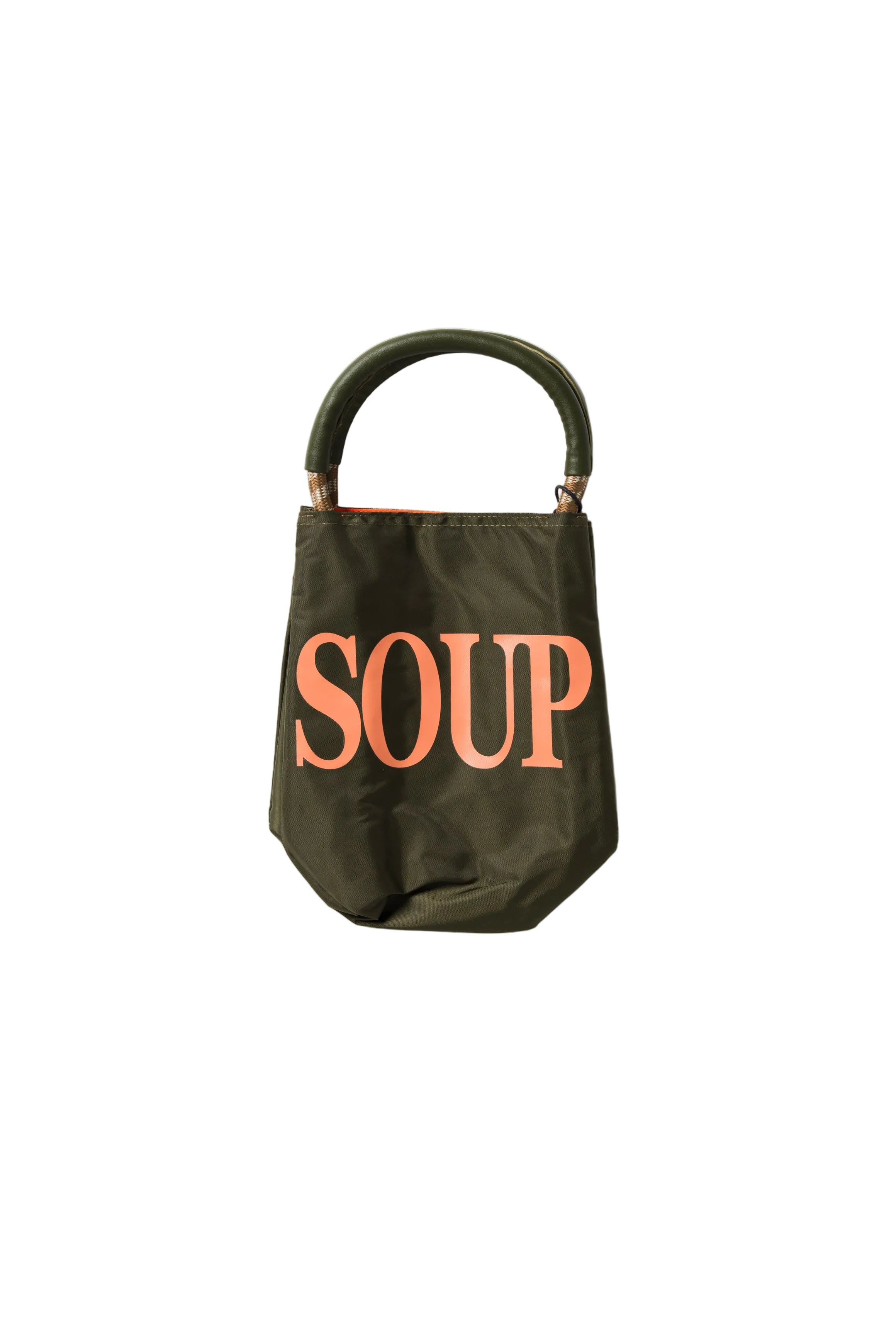SOUP BOWL TOTE BAG - DARK GREEN/ORANGE