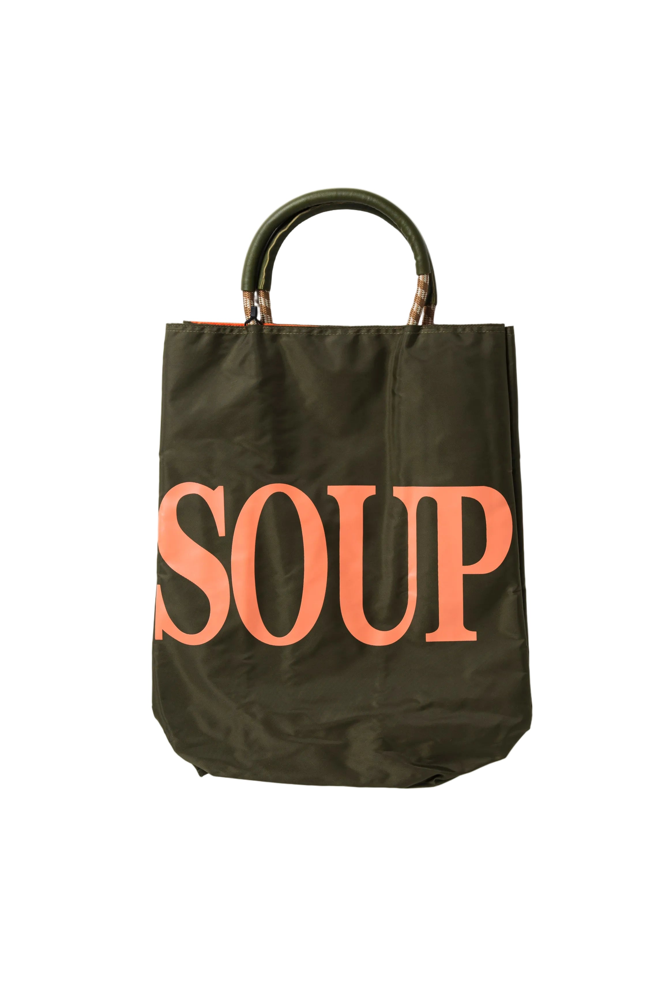 SOUP BOWL TOTE BAG - DARK GREEN/ORANGE