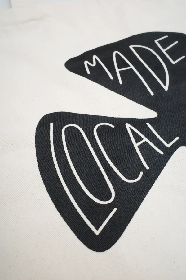 LOCAL MADE GOODS CLOVER CANVAS TOTE BAG - WHITE