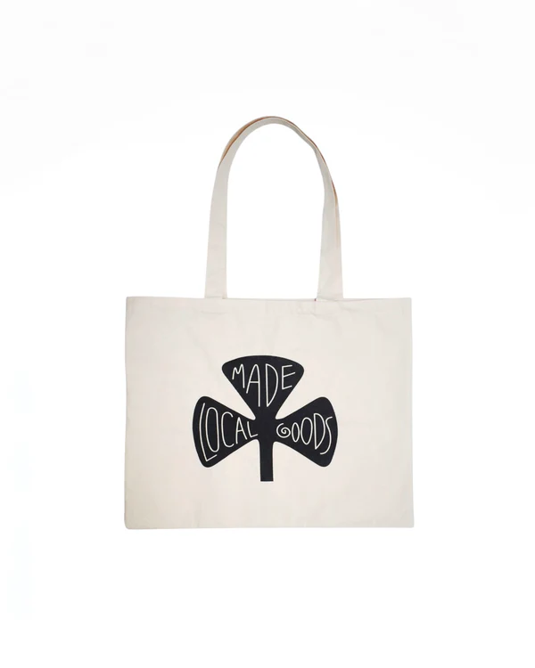 LOCAL MADE GOODS CLOVER CANVAS TOTE BAG - WHITE
