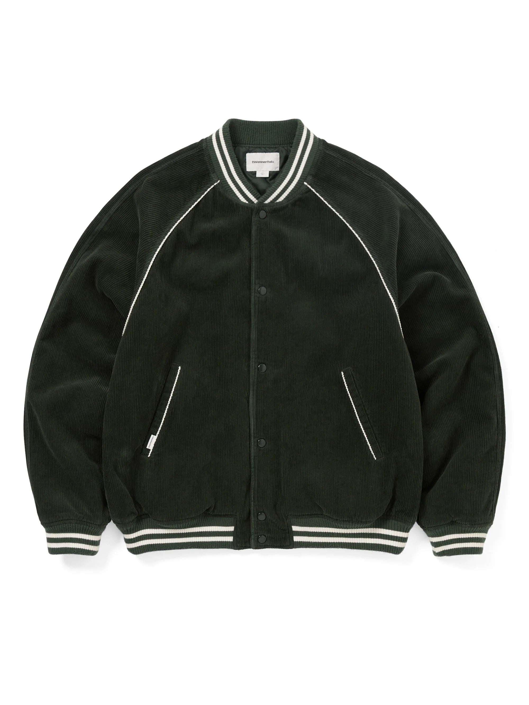 THISISNEVERTHAT - CORDUROY VARSITY JACKET - GREEN