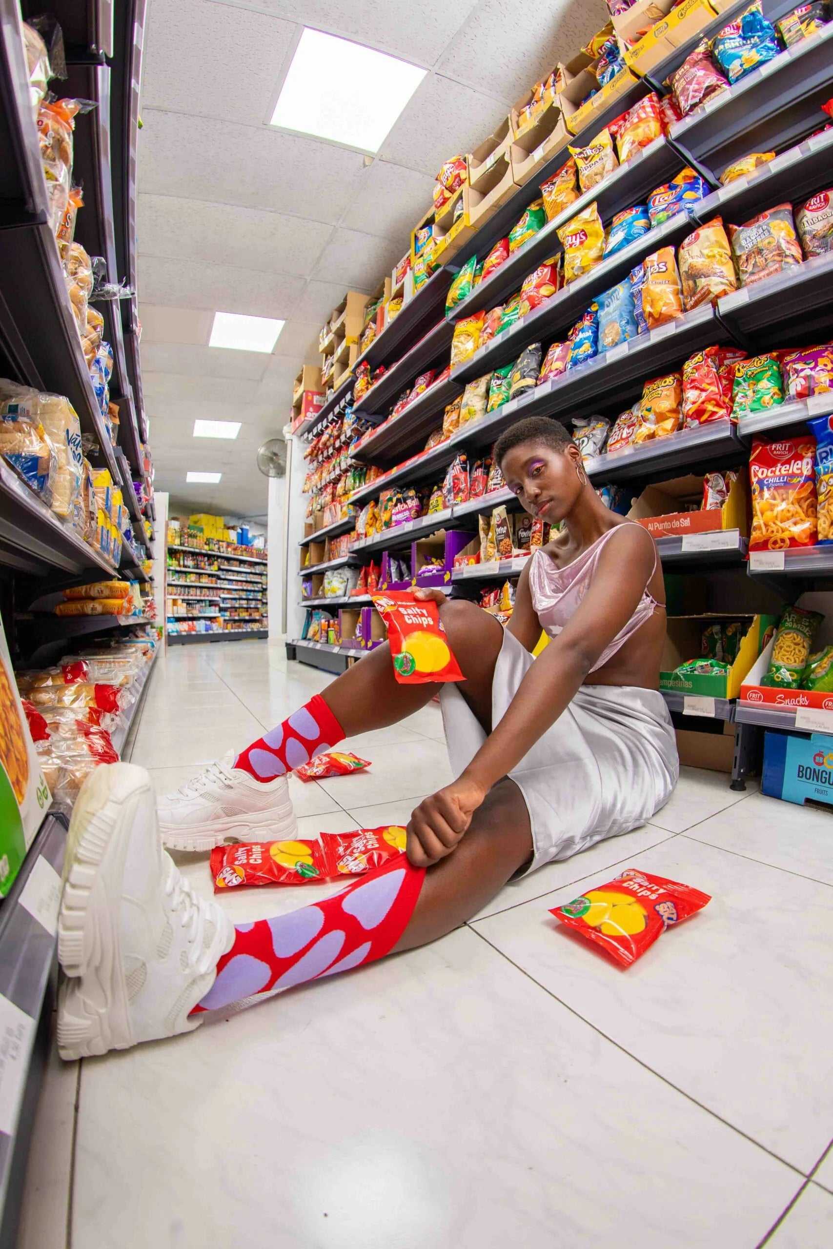 EAT MY SOCKS SALTY CHIPS RED - RED