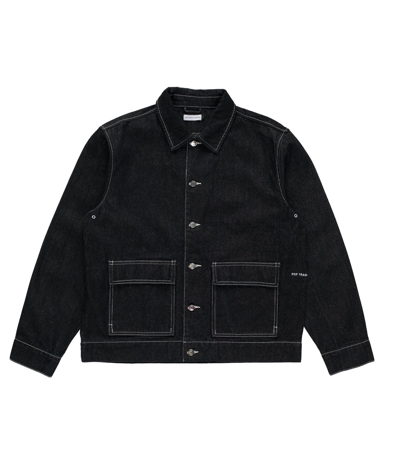 POP FULL BUTTON DENIM JACKET - BLACK RINSED