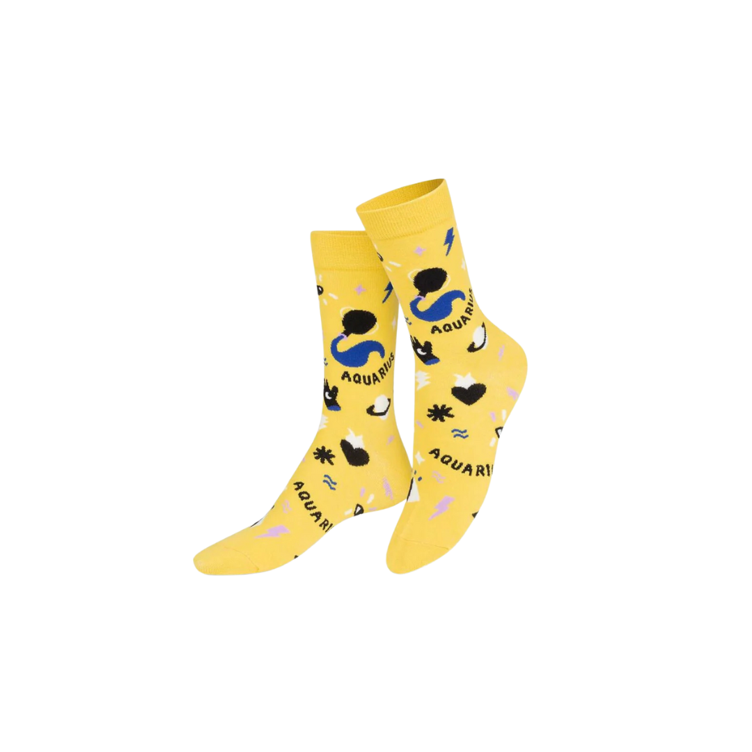 EAT MY SOCKS ZODIAC AQUARIUS - YELLOW