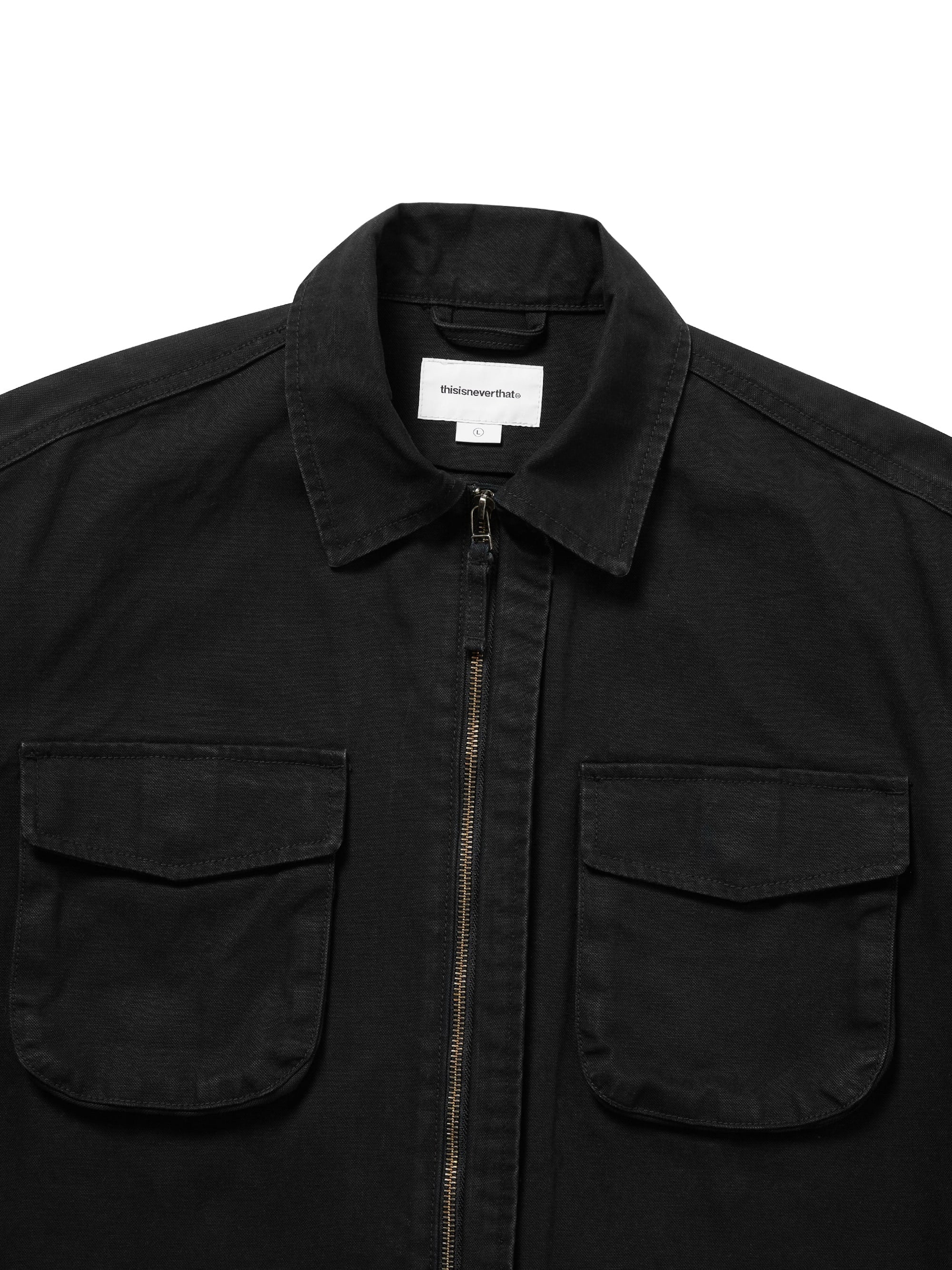 THISISNEVERTHAT - WASHED ZIP SHIRT - BLACK