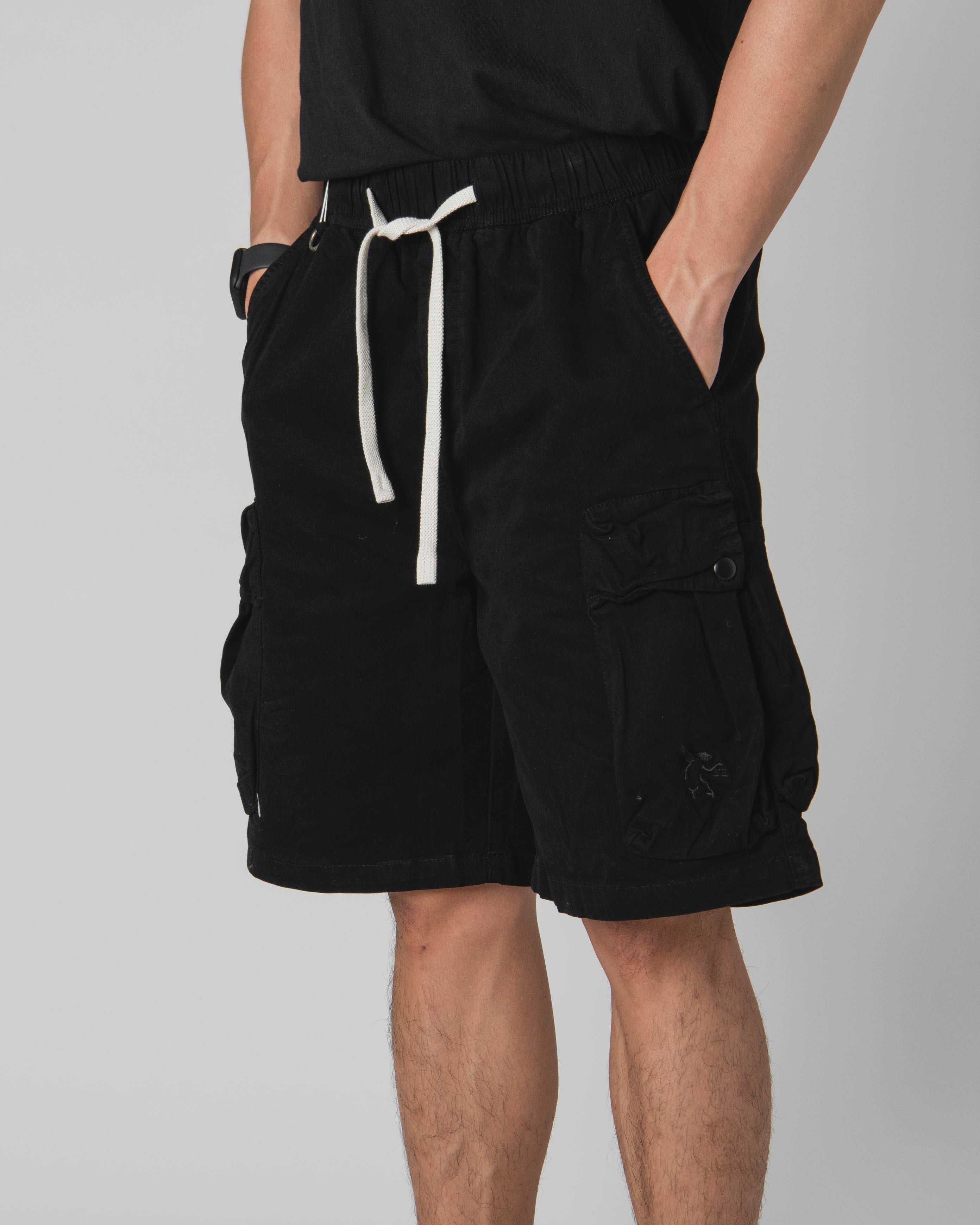OVERDUE CORE CARGO LIGHT WEIGHT SHORTS - BLACK