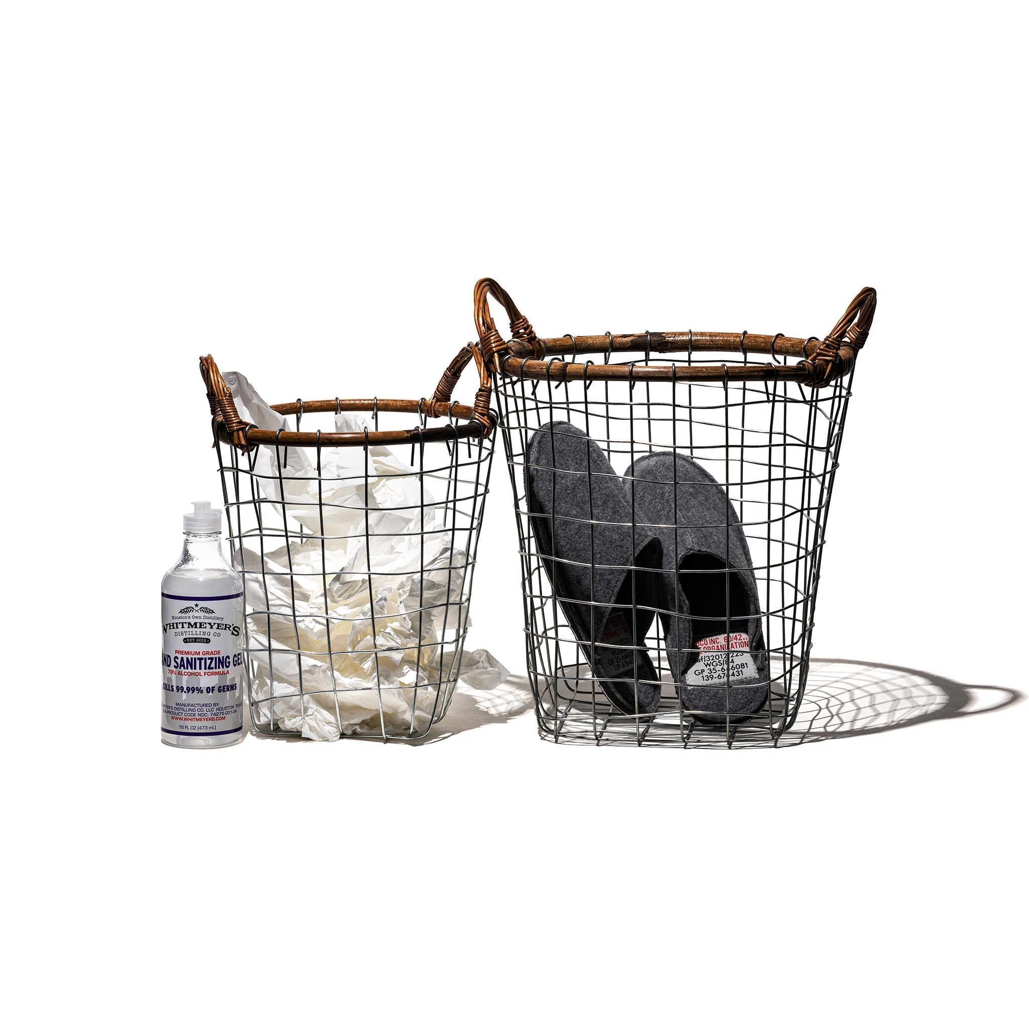 PUEBCO RATTAN TOP WIRE BASKET / Medium