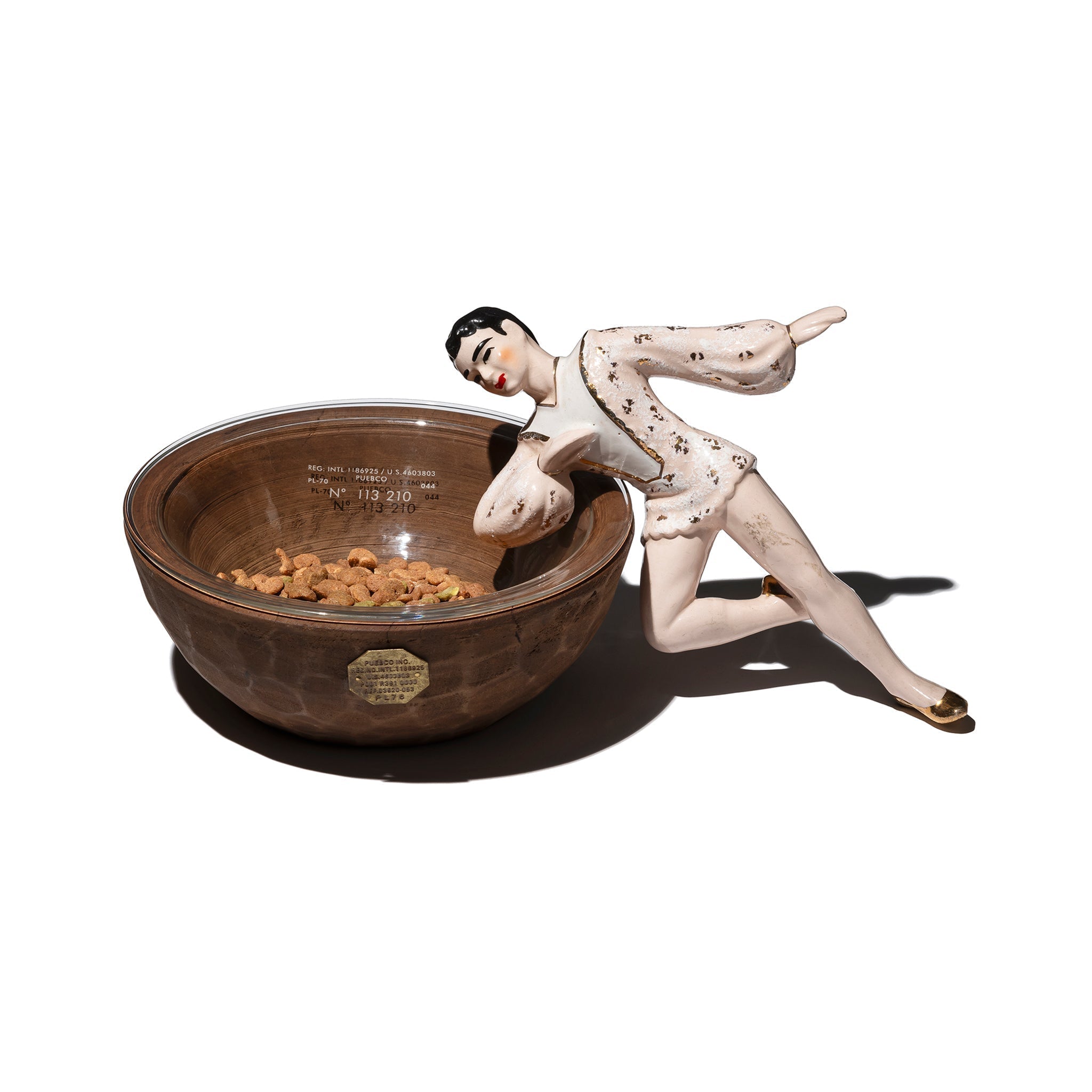 PUEBCO VINTAGE WOODEN BOWL WITH GLASS