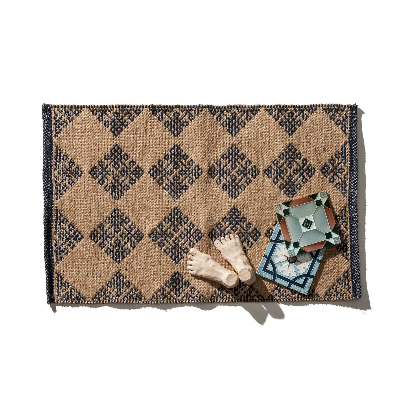 PUEBCO TILE PATTERNED JUTE MAT - MYKONOS