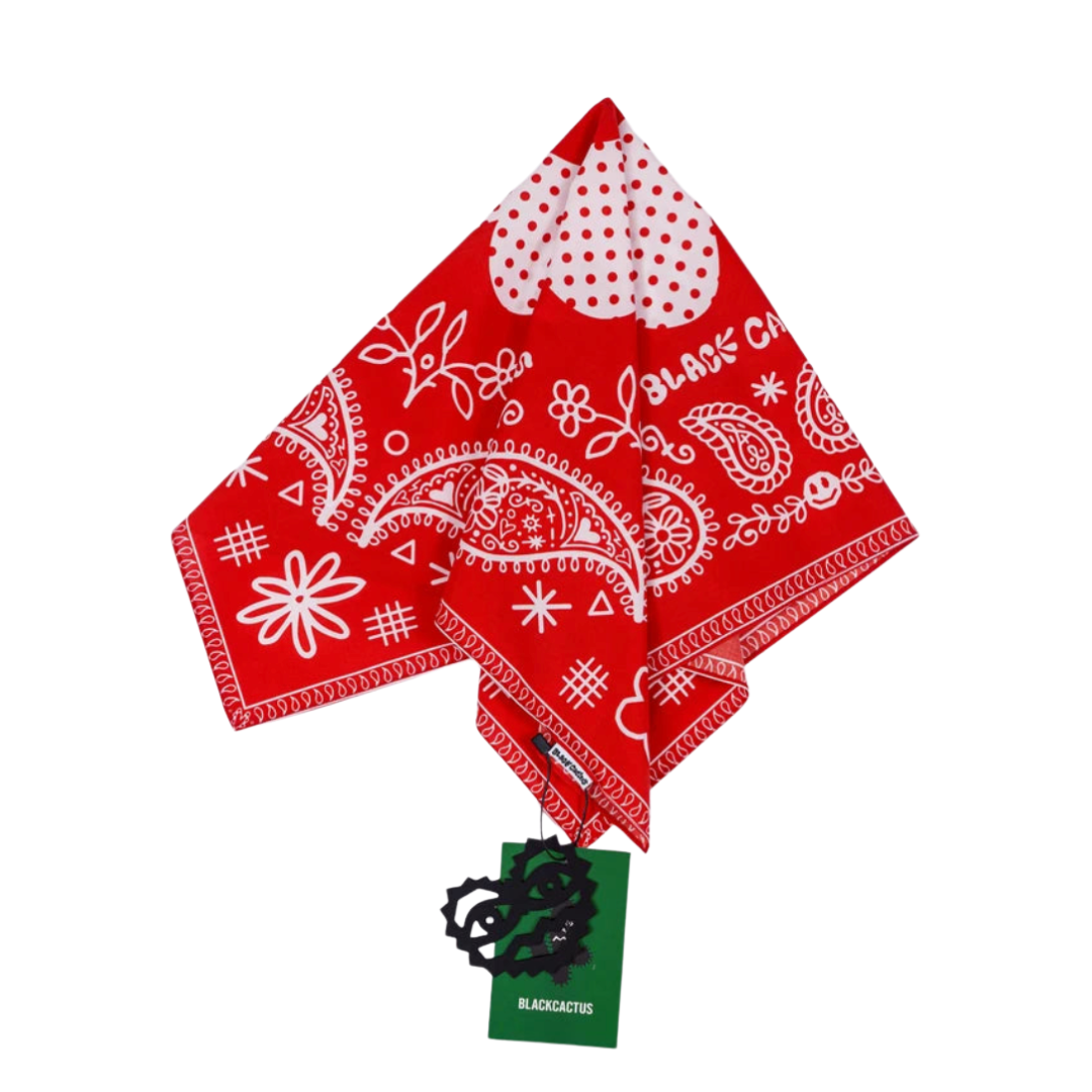 BLACK CACTUS BS379 RED FLOWER PAISLEY BANDANA