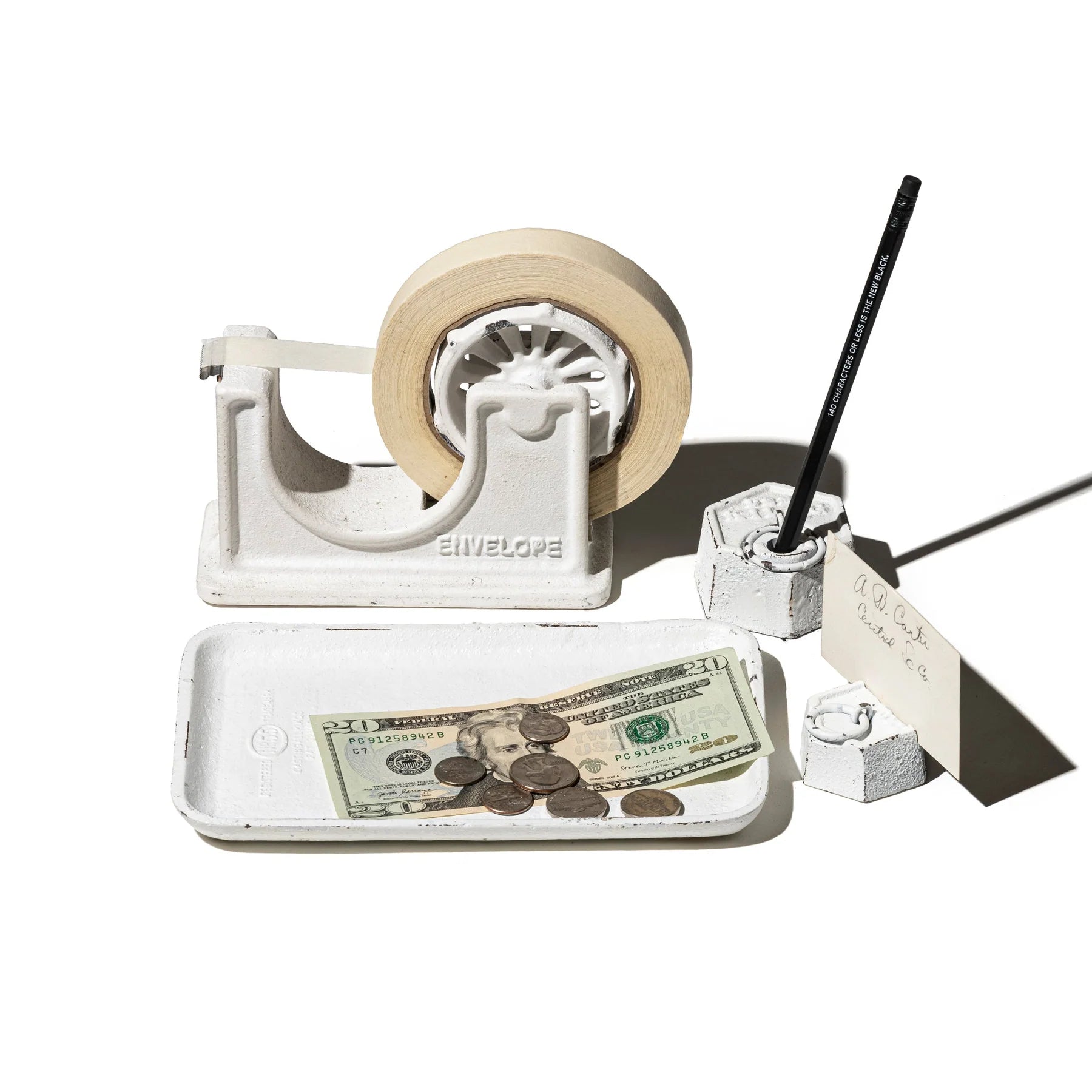 PUEBCO - 200G PAPER WEIGHT/CARD HOLDER - MAT WHITE