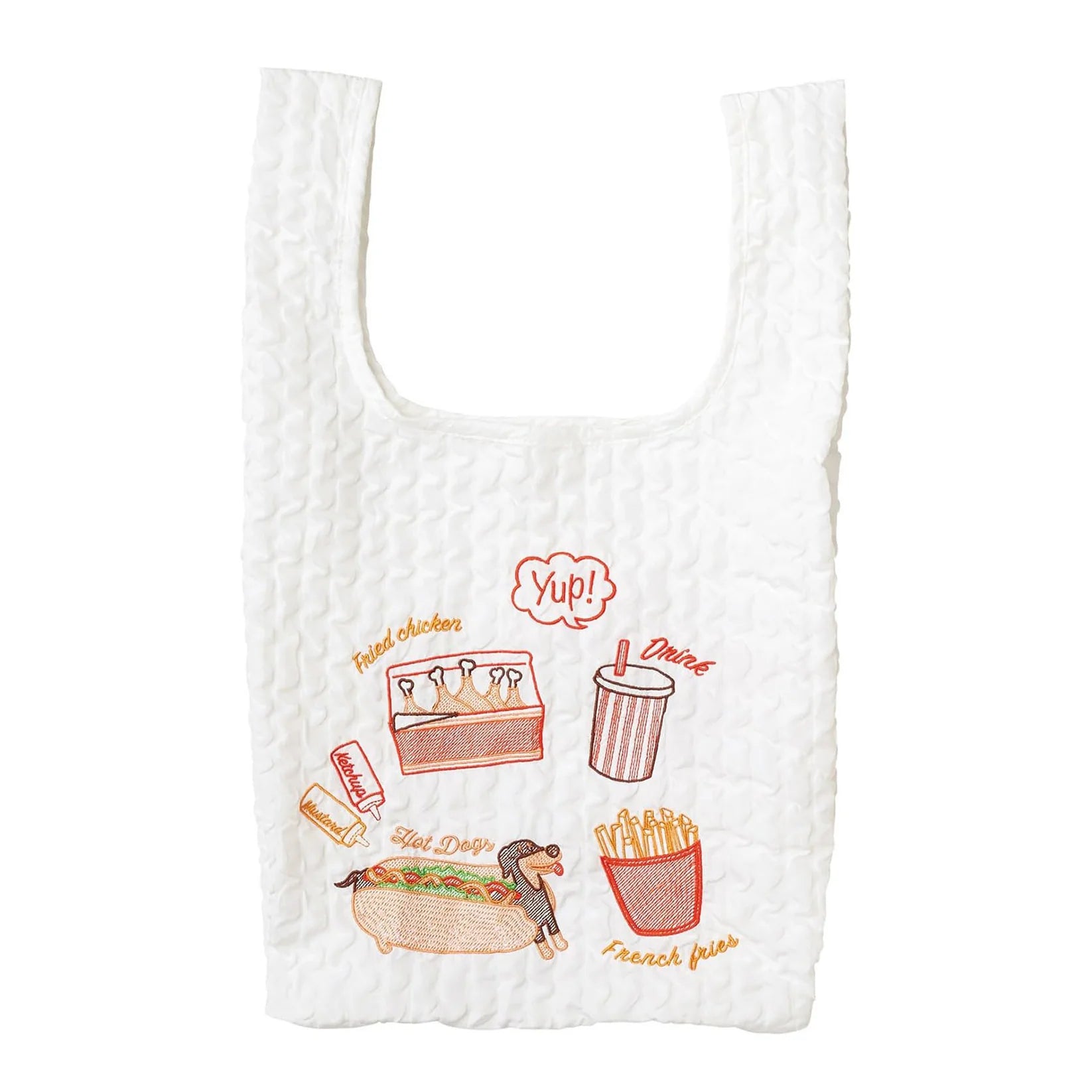 MARUSHIN SUN HEART YUP! FASTFOOD ECO BAG - WHITE