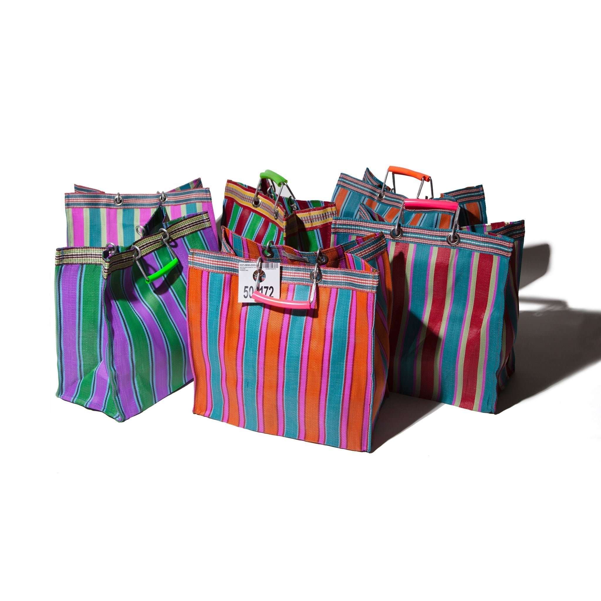 PUEBCO RECYCLED PLASTIC STRIPE BAG / Square