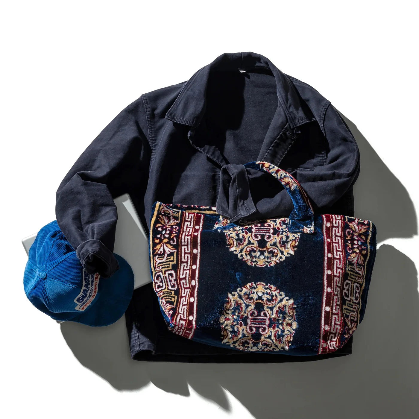PUEBCO - RUG FABRIC BAG - NAVY BLUE
