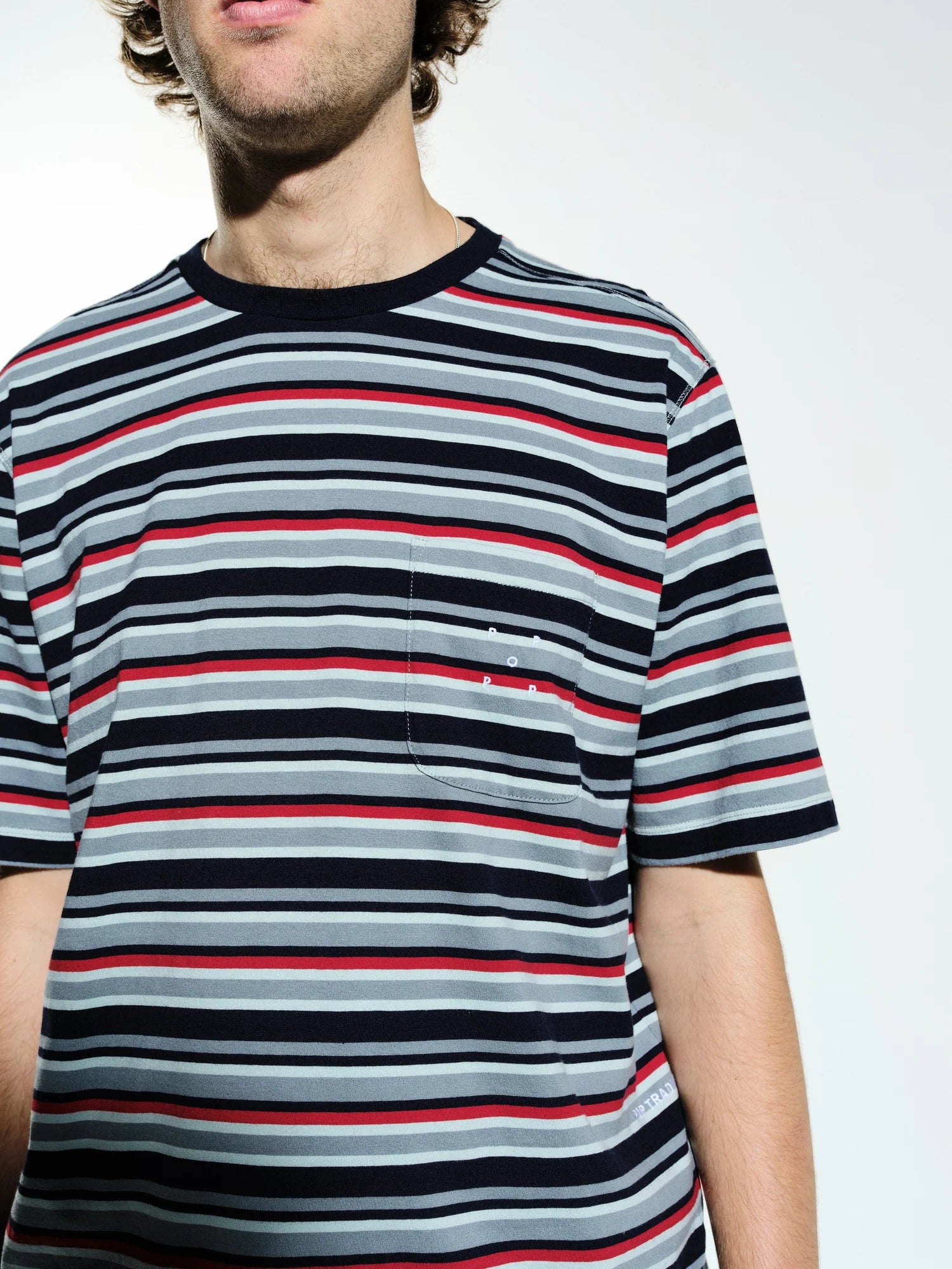 POP TRADING COMPANY STRIPED POCKET T-SHIRT - MULTICOLOUR