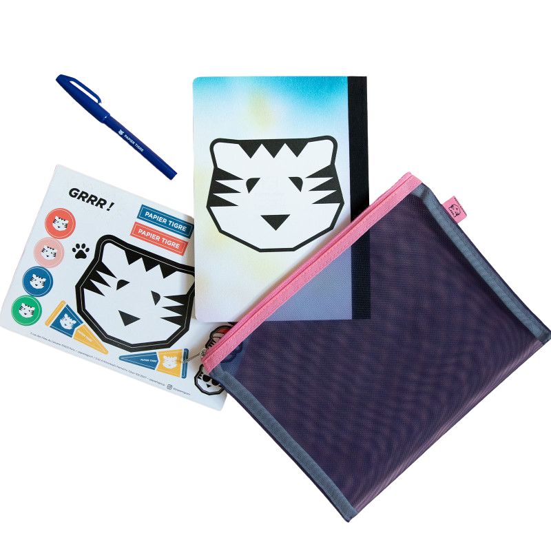 PAPIER TIGRE  POCHETTE MESH M - INDIGO
