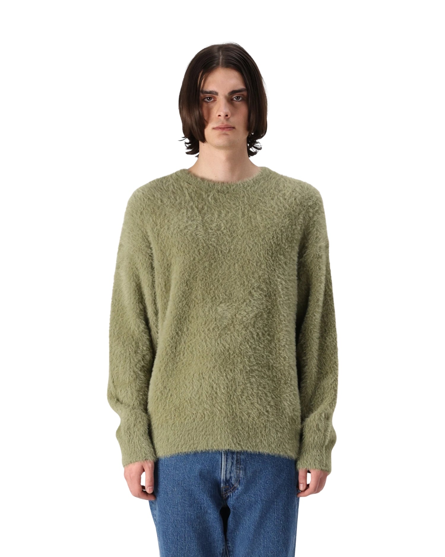 BOILER ROOM SHAGGY KNIT CREW - KHAKI