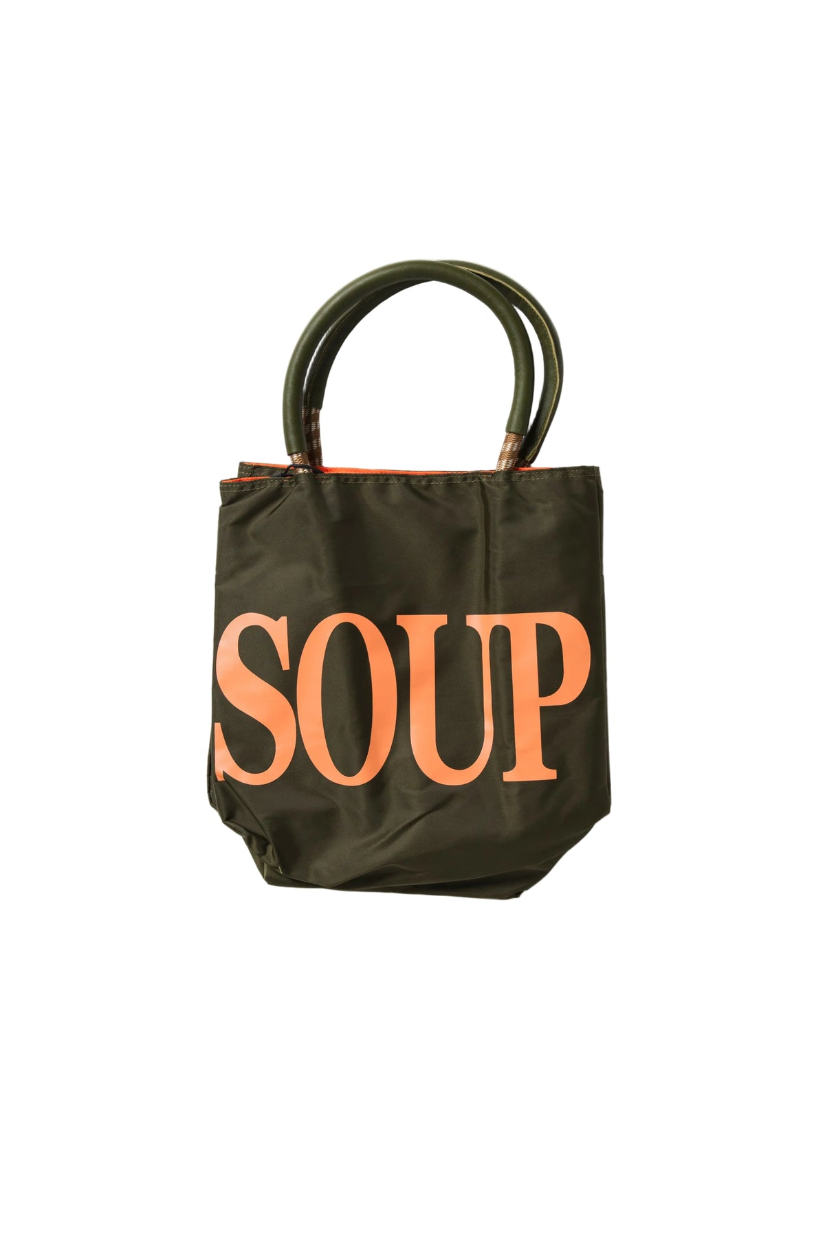 SOUP BOWL TOTE BAG - DARK GREEN/ORANGE