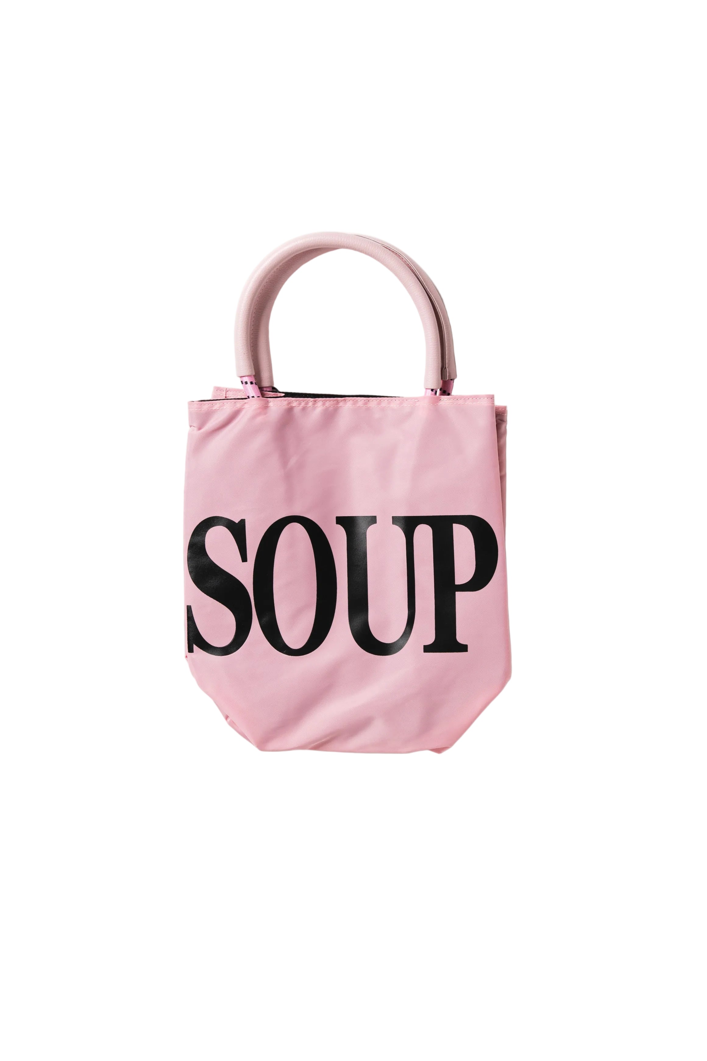 SOUP BOWL TOTE BAG - LIGHT PINK/BLACK