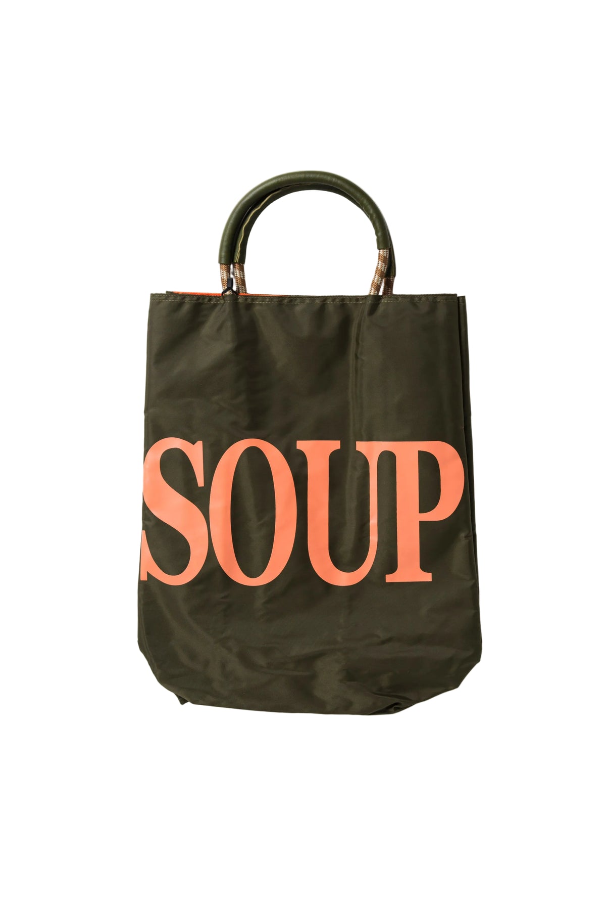 SOUP BOWL TOTE BAG - DARK GREEN/ORANGE