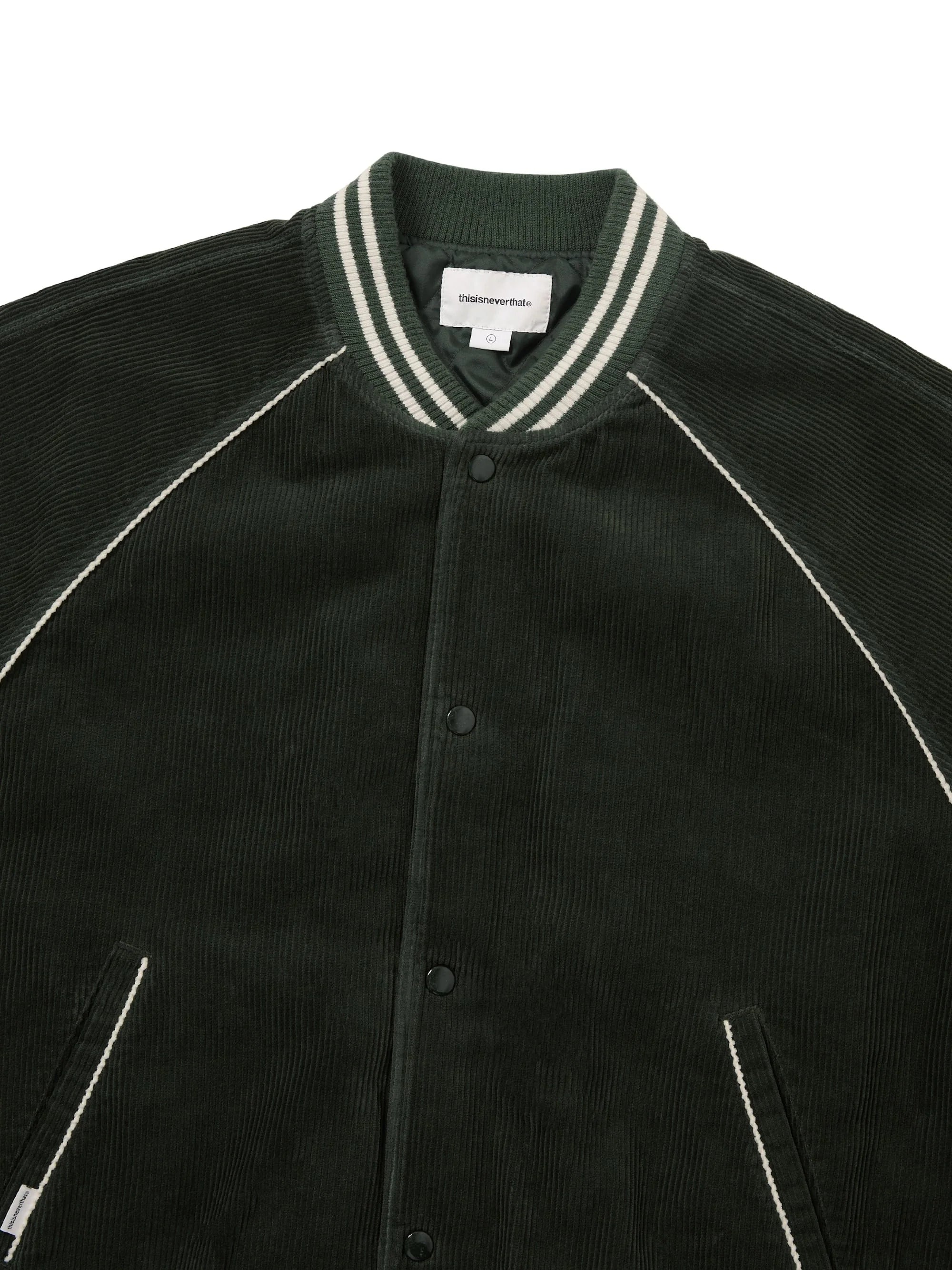 THISISNEVERTHAT - CORDUROY VARSITY JACKET - GREEN