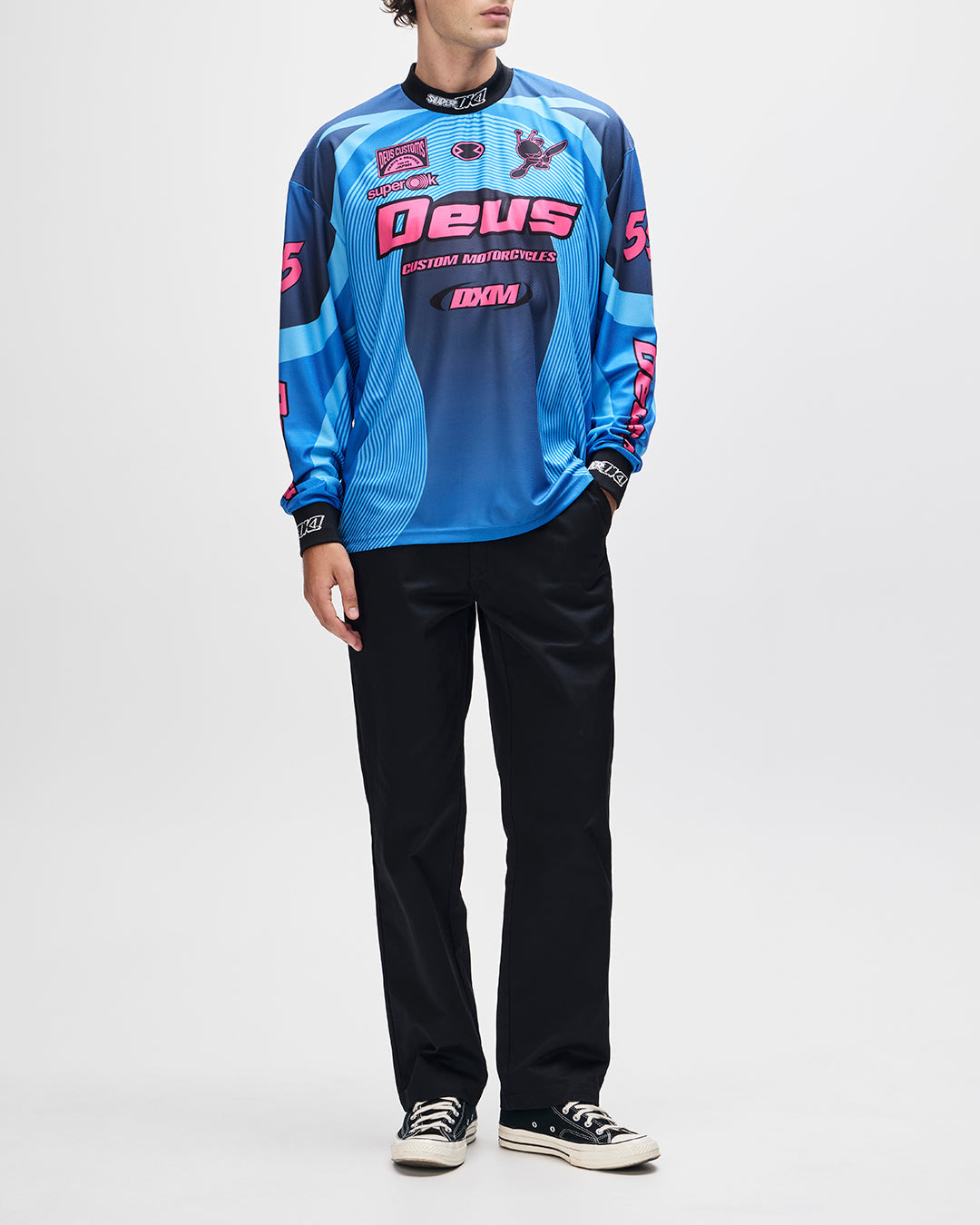 DEUS EX MACHINA PLEDGE MOTO JERSEY - ELECTRIC BLUE
