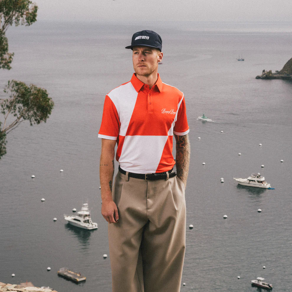 BOGEY BOYS SLANTED ATHLETIC POLO - TANGERINE