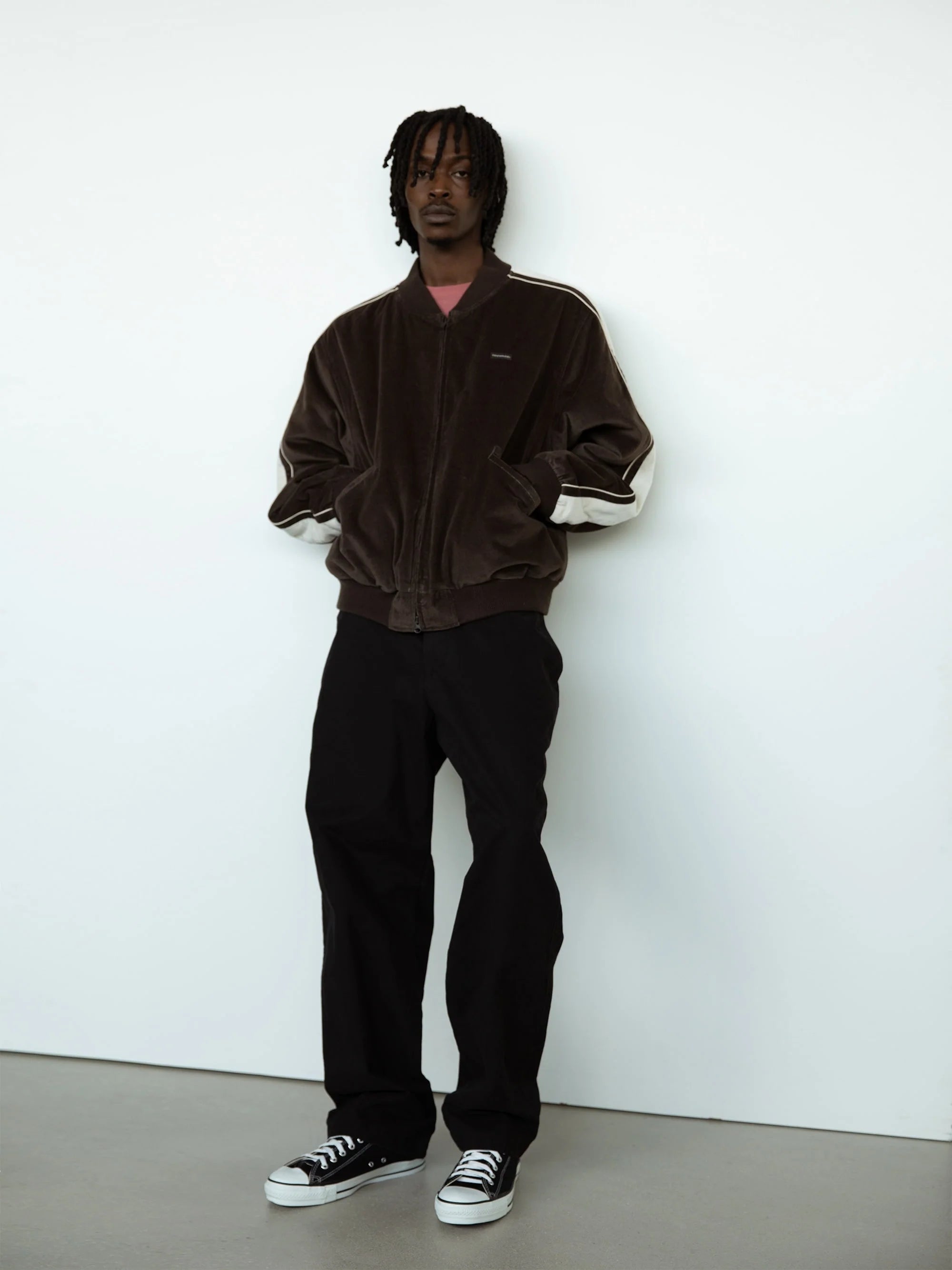 THISISNEVERTHAT- VELVET TRACK JACKET - BROWN