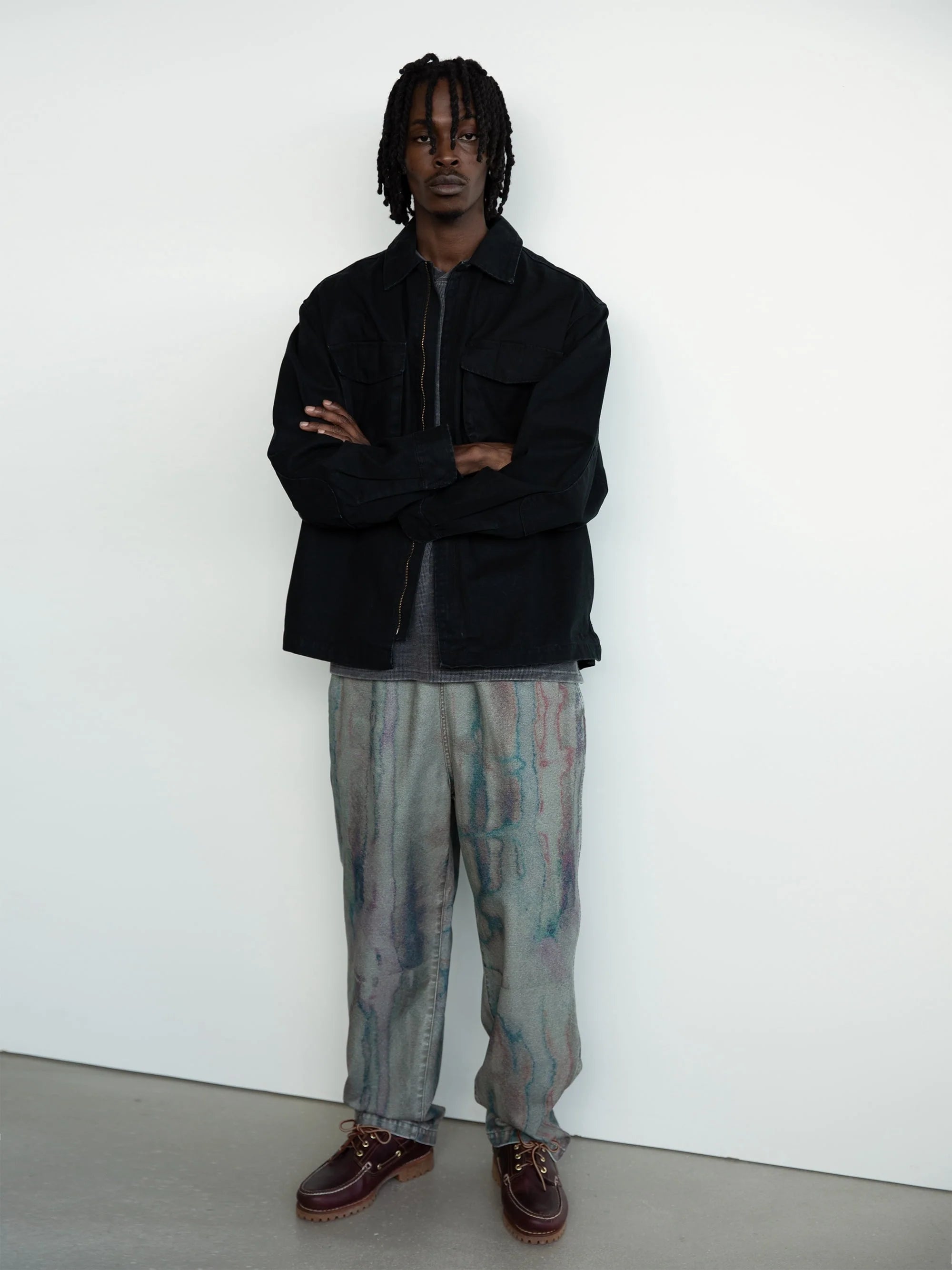 THISISNEVERTHAT - WASHED ZIP SHIRT - BLACK
