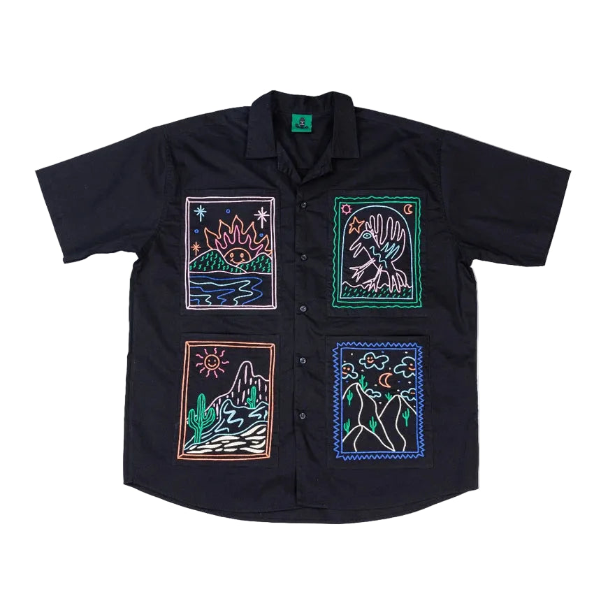 BLACK CACTUS BS235 BLACK SHIRT POCKET EMBRODIERY
